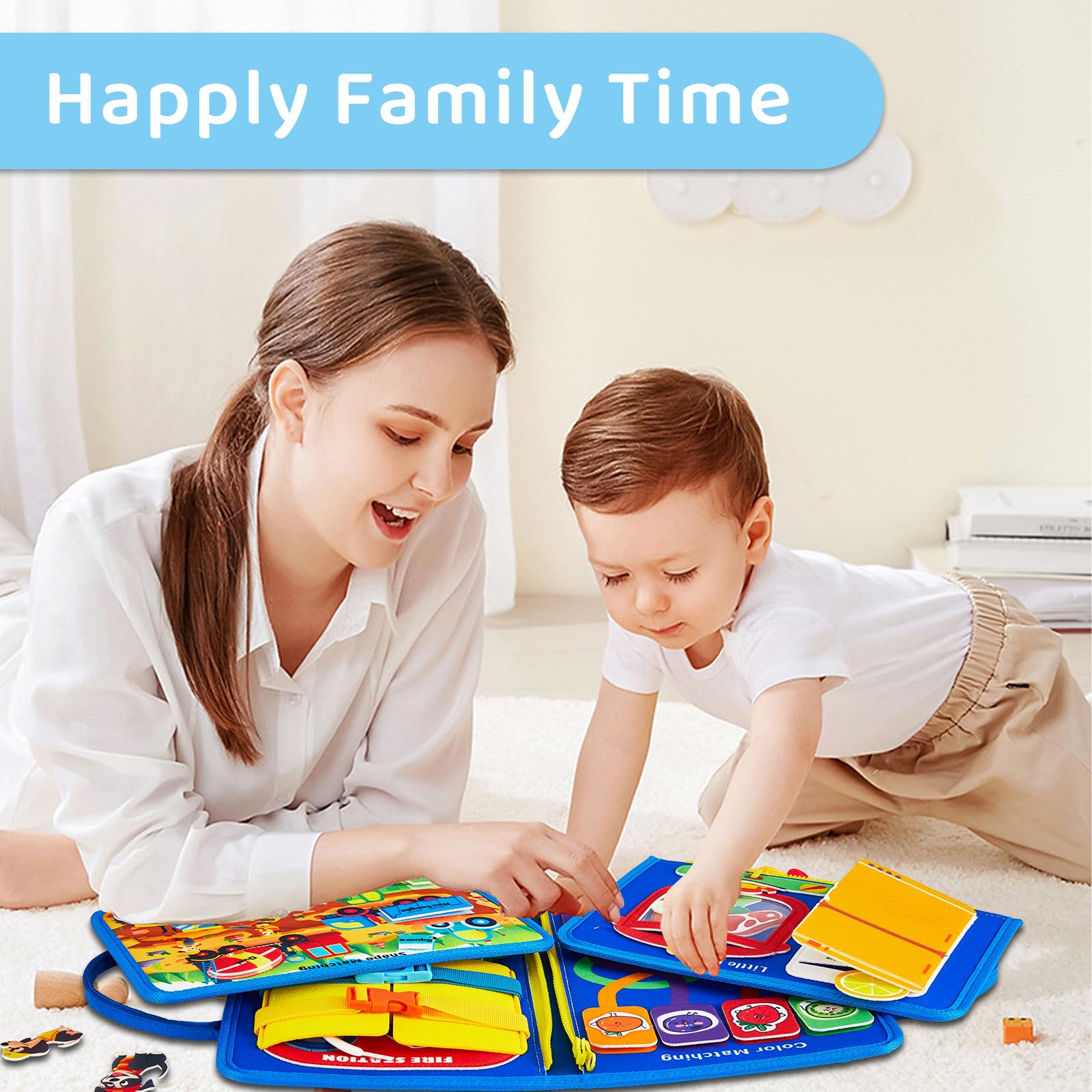 Montessori Busy Board for Toddlers 3-4 Years Old - Sensory Learning & Educational Activity Toy - Travel Toys for Airplane & Car - Pretend Play Gift for Boys & Girls Birthday (Perfect for Preschool Learning, Road Trips & Air Travel)