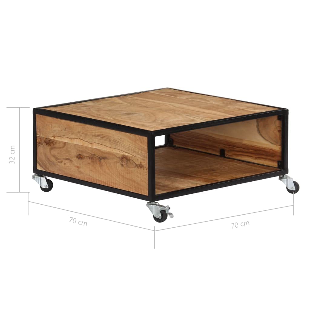 Solid Acacia Wood Coffee Table with Storage - 27.5