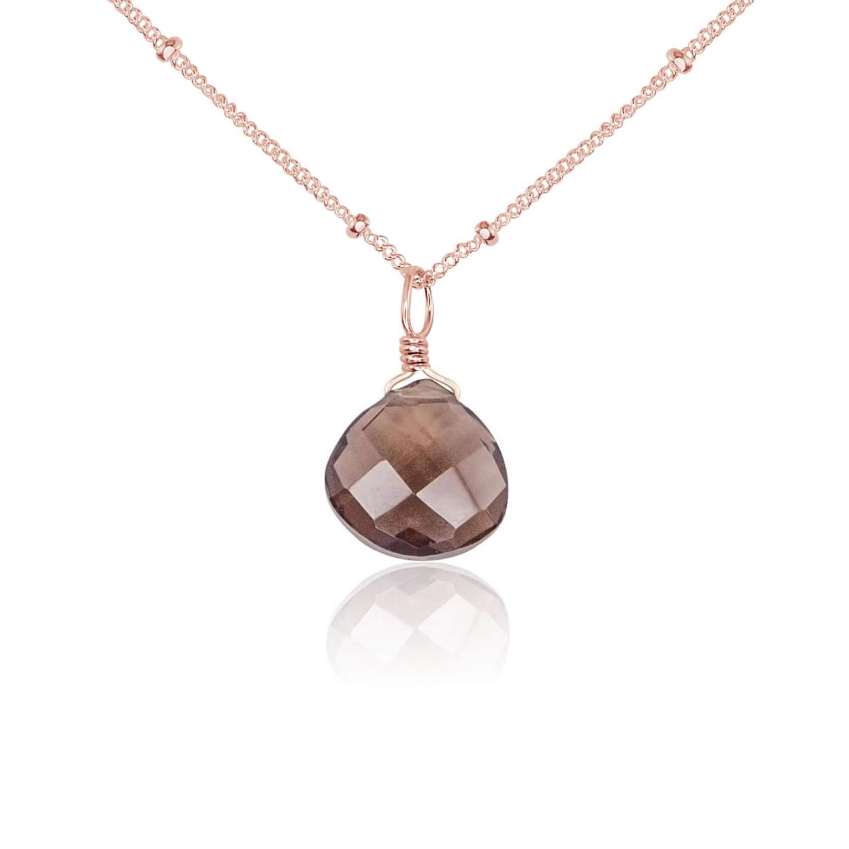 Tiny Smoky Quartz Teardrop Crystal Pendant Necklace - Elegant Healing Stone Jewelry for Women, Perfect for Meditation, Yoga & Spiritual Gifts