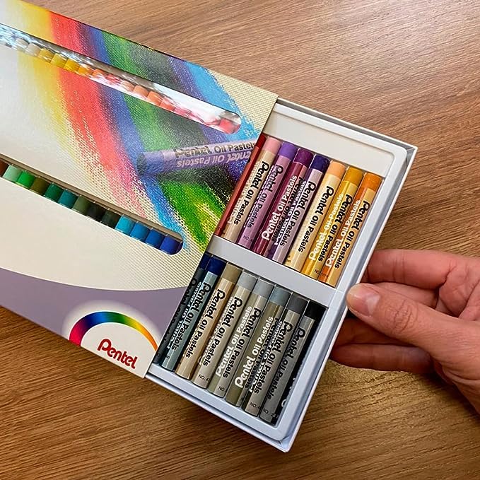 Pentel Oily Pastel Chalk Set - 16 Vibrant Colors (PHN-16) for Artists, Students & Professional Drawing - Perfect for Sketching, Blending & Mixed Media Art Projects