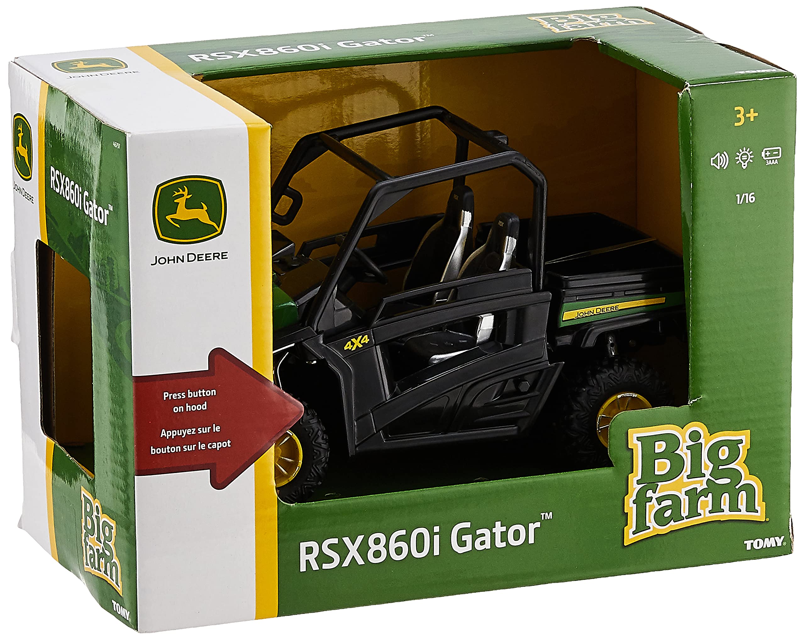 John Deere Big Farm Lights & Sounds Gator RSX 860i - 1:16 Scale Die-Cast Tractor Toy with Realistic Features - Green Educational Toy for Kids Ages 3+ | Perfect for Pretend Play, Farm-Themed Birthday Gifts & Early Learning Activities