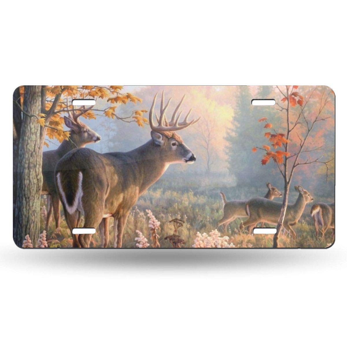 Premium Aluminum Wildlife Deer Car License Plate Cover - Durable 6x12 Inch Metal Decorative Tag for Front of Car - Perfect Gift for Women, Men, Teens - Great for Outdoor Enthusiasts & Nature Lovers