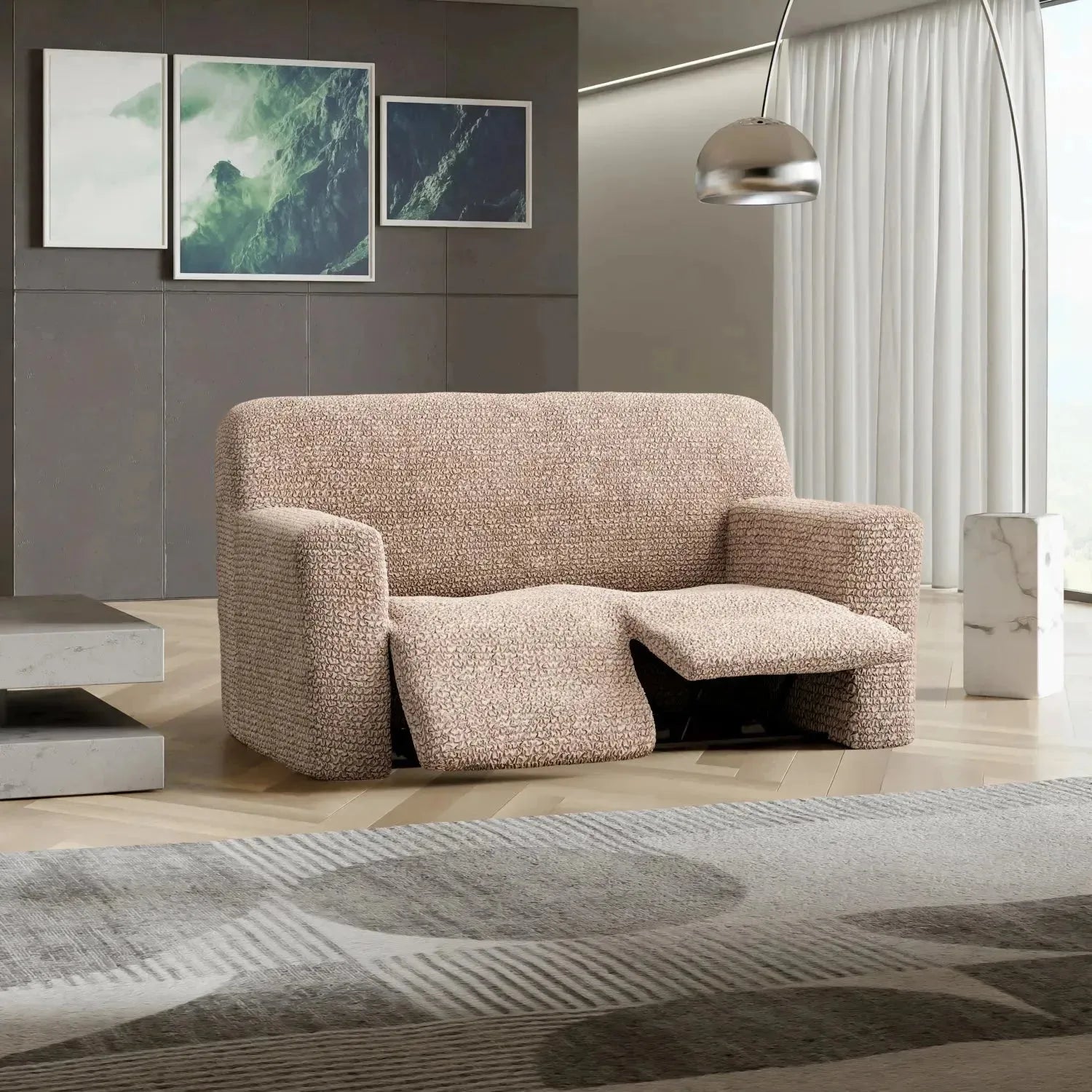 2 Seater Recliner Slipcover - Microfiber Sofa Cover Protector for Living Room Furniture, Stretchable & Washable - Perfect for Pets, Kids & Daily Use