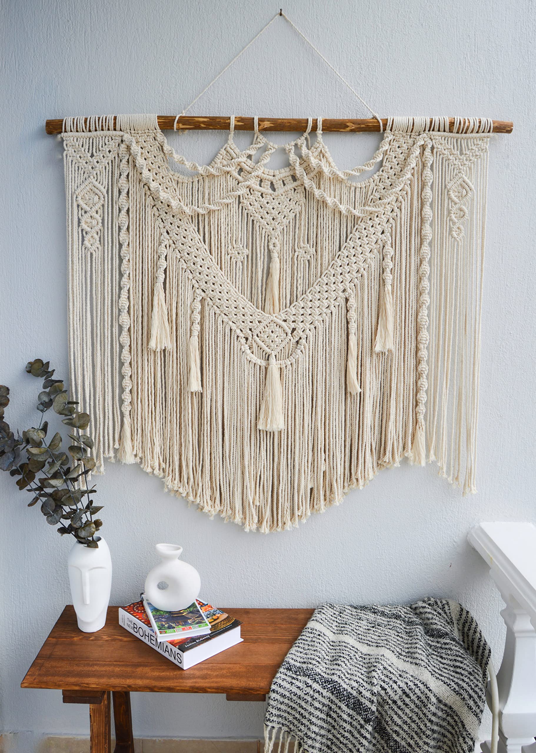 Extra Large Macrame Wall Hanging - Boho Wall Decor for Bedroom, Living Room & Dorm | Handwoven Yarn Tapestry, Aesthetic Wall Art & Headboard Decor | Perfect for Bohemian, Minimalist & Cozy Home Decor Styles