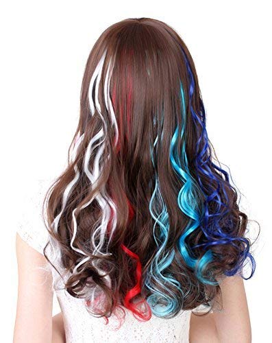 HEAVEN® 6-Piece Curly Hair Clip-In Extensions with Purple & Wine Highlights - Double Shade Human Hair Extensions for Women & Girls | Perfect for Parties, Weddings & Daily Styling