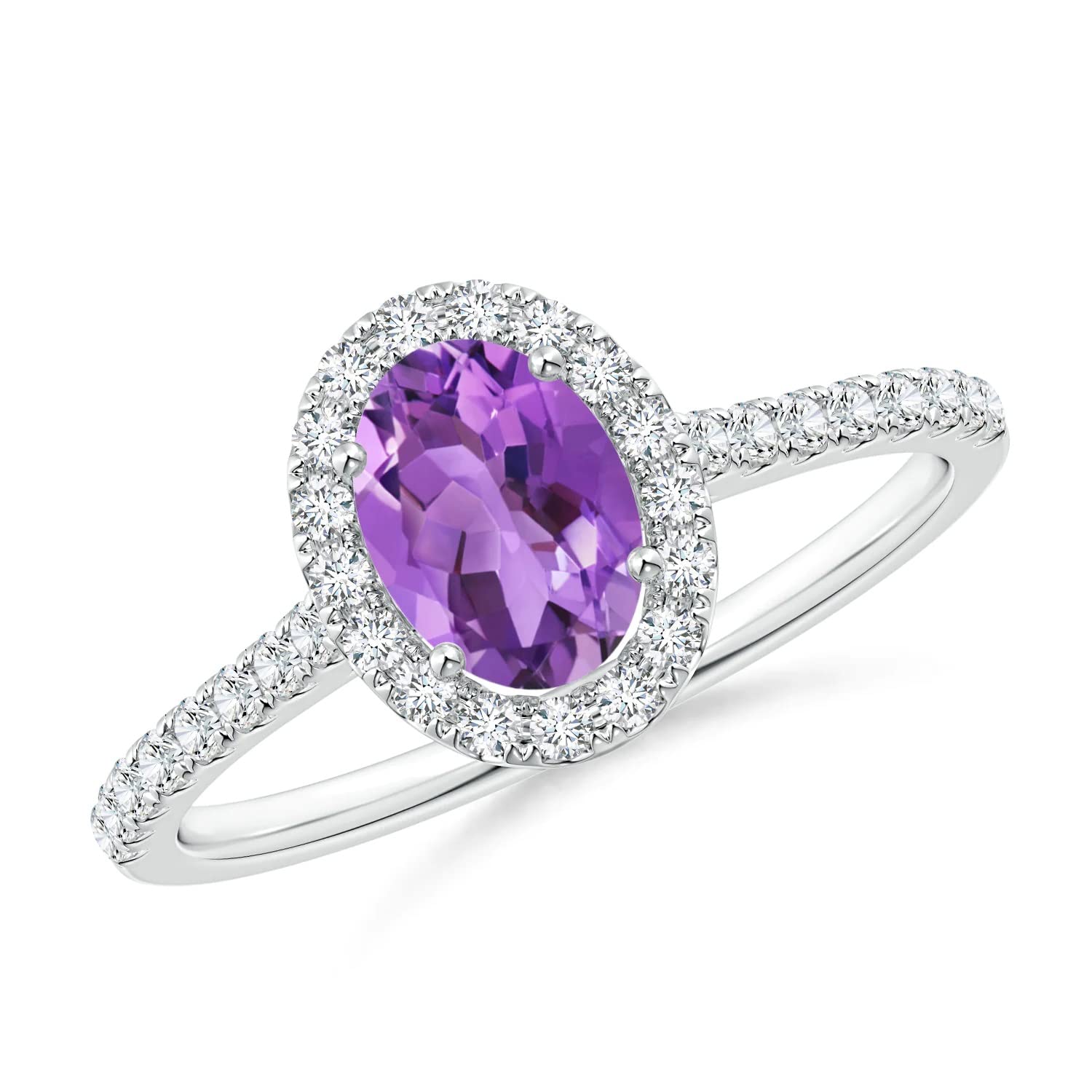 1.00 Carat Oval Amethyst Solitaire Engagement Ring for Women - 925 Sterling Silver with Accent Stones | Perfect for Proposals, Anniversaries & Romantic Gifts