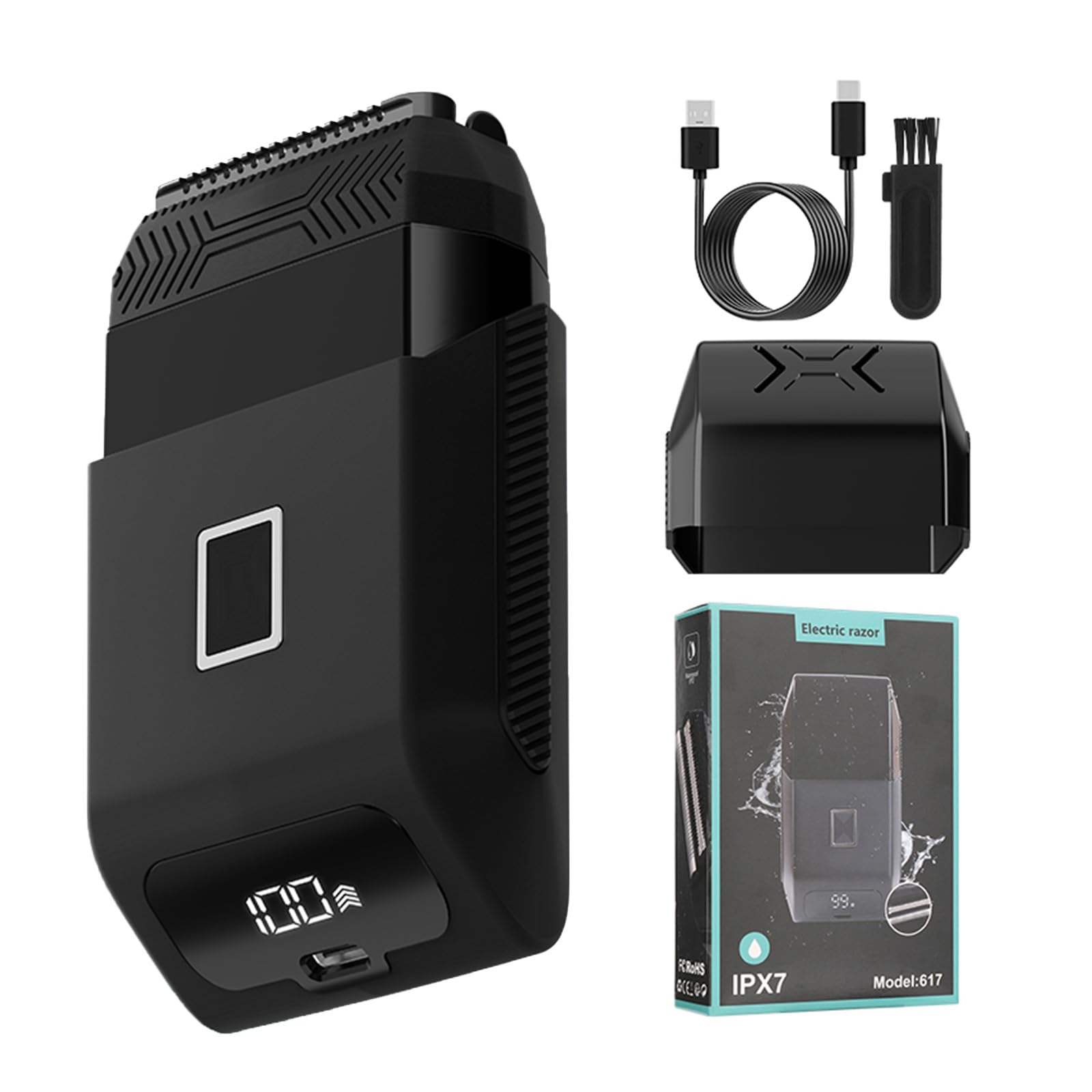 Premium Rechargeable Electric Shaver with Digital Display - Cordless Travel Shaver for Men, Smooth Shaving for Business Trips & Daily Grooming
