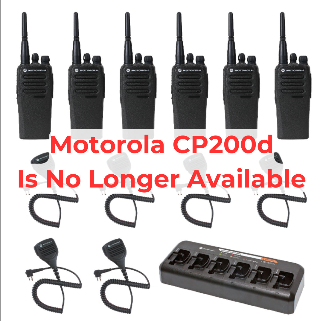 Motorola CP200d MotoTRBO 6-Pack Two-Way Radios with OEM Multi-Unit Charger & Speaker Microphones - Ideal for Construction, Security, and Event Communication