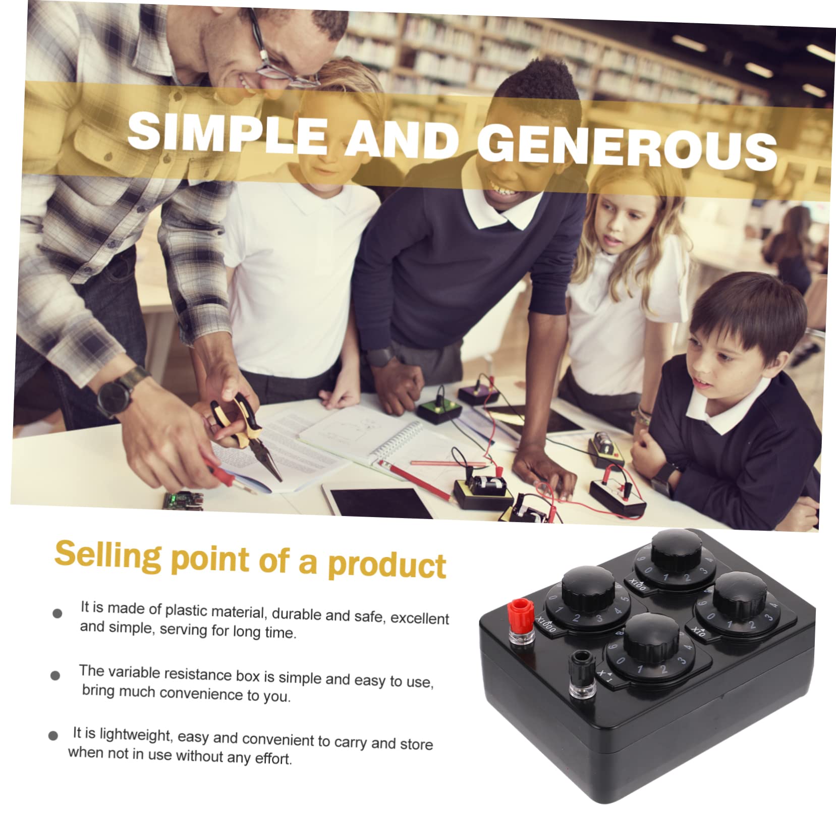 Gatuida Variable Resistor Box - Adjustable Resistance Tool for Electronics Experiments & Circuit Testing | Perfect for DIY Projects, Physics Labs & Electrical Engineering Education
