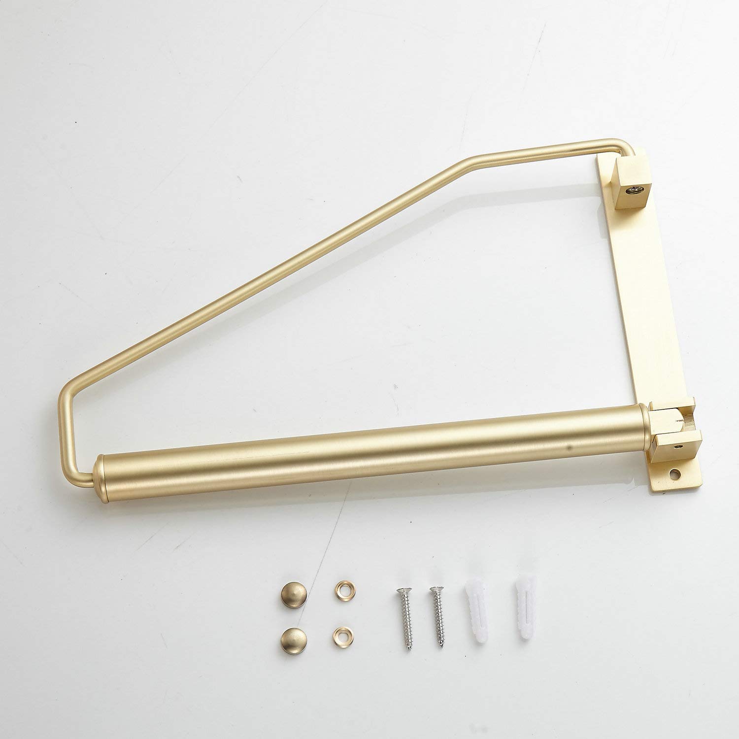 Gold Brushed Folding Clothes Hanger - 12 Inch Wall Mounted Laundry Drying Rack for Closet & Small Spaces | Space Saving Brass Clothes Organizer for Bedroom, Bathroom & Laundry Room
