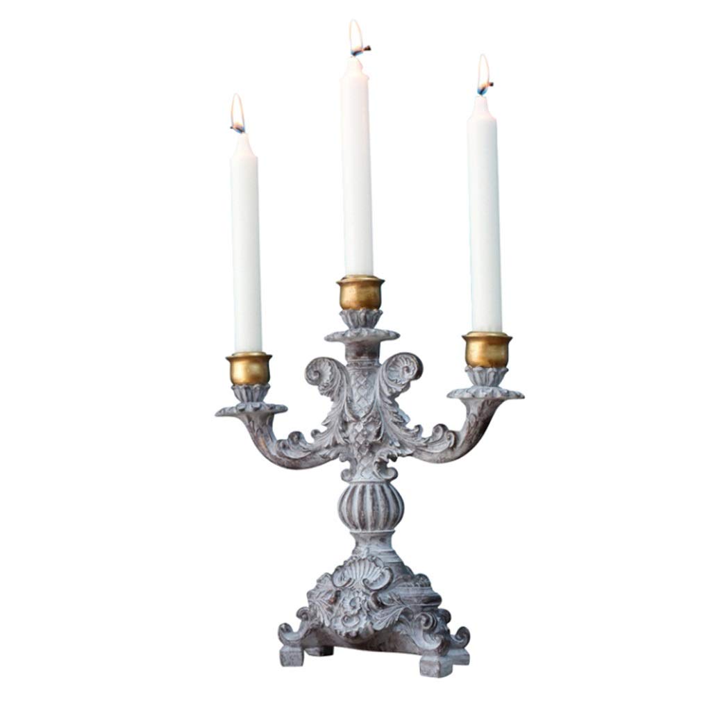 FABAX 3-Head Vintage Candle Holder - Elegant Resin Candelabra for Wedding Centerpiece, Dining Table Decor, Christmas Home Decorations | Perfect for Romantic Dinners, Holiday Parties & Special Occasions