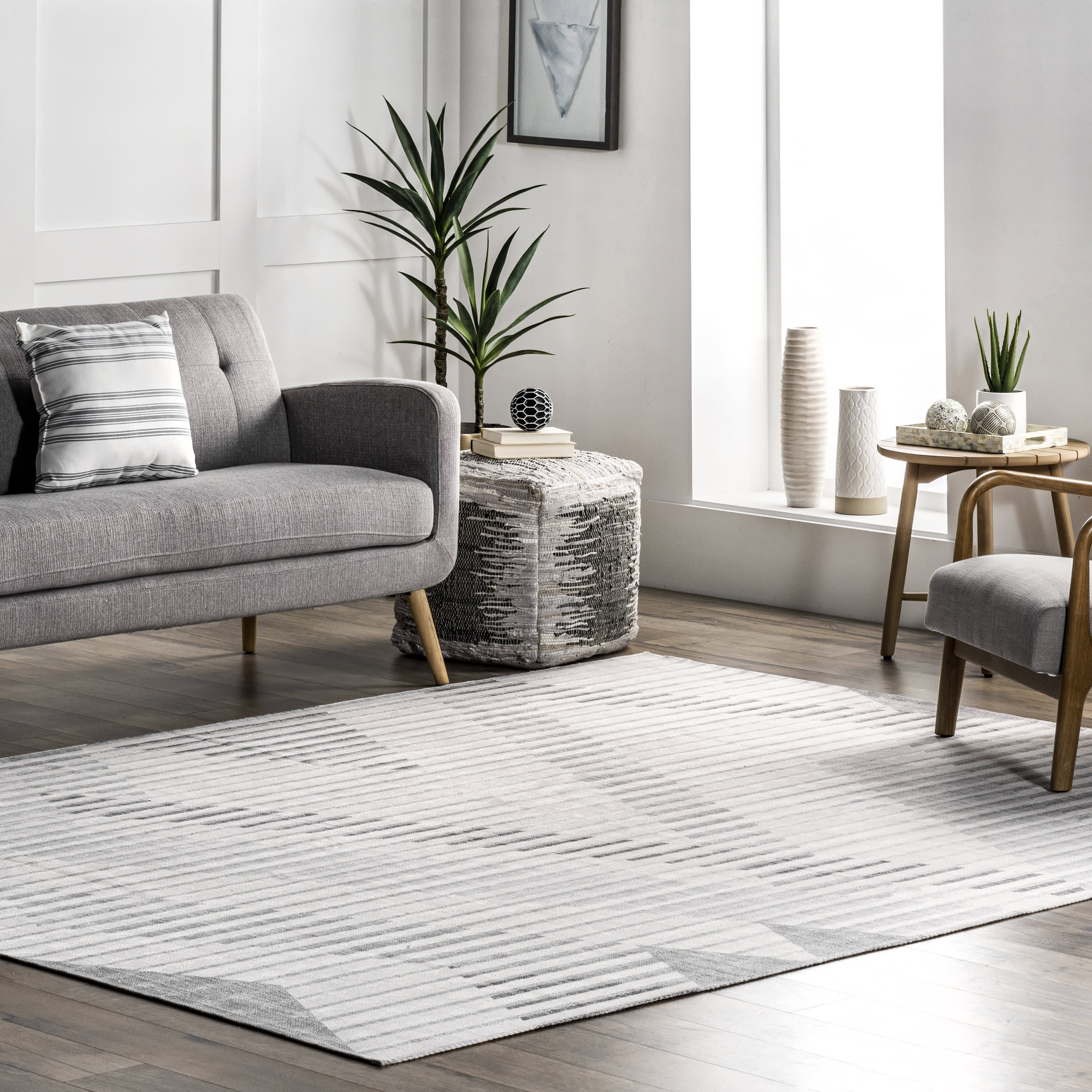 Farrah Washable Modern Rug - Soft & Durable Beige Area Rug for Living Room, Bedroom, or Office | Easy to Clean Low Pile Carpet