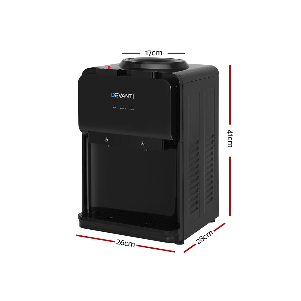 Black Instant Hot & Cold Water Cooler Dispenser with Dual Taps - Perfect for Office, Home, or Kitchen Countertop Use