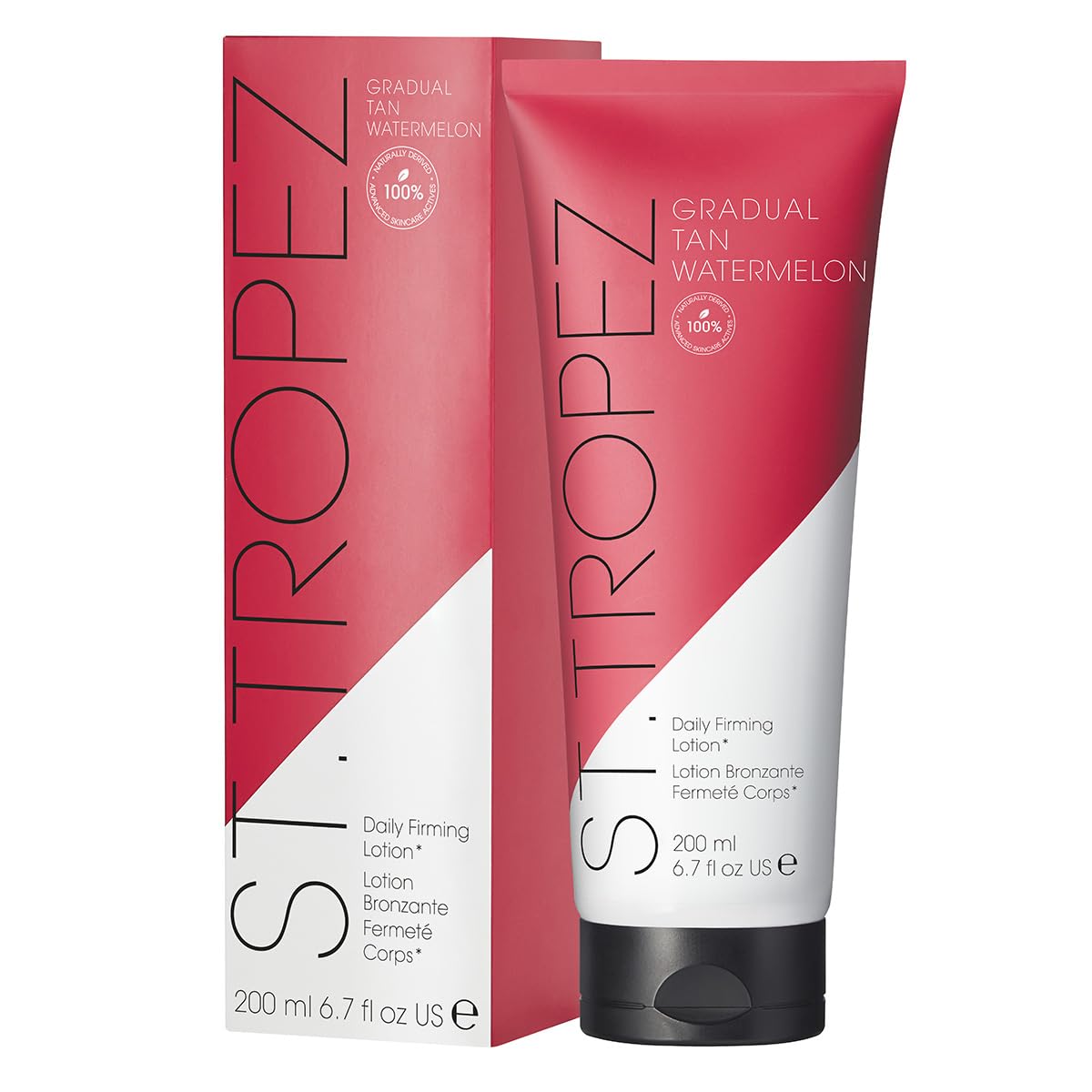 St.Tropez Gradual Tan Watermelon Daily Firming Lotion - Hydrating Self Tan Moisturizer with 5 Skincare Benefits | Vegan, Natural & Cruelty Free (200ml) for a Natural Sun-Kissed Glow at Home or Vacation