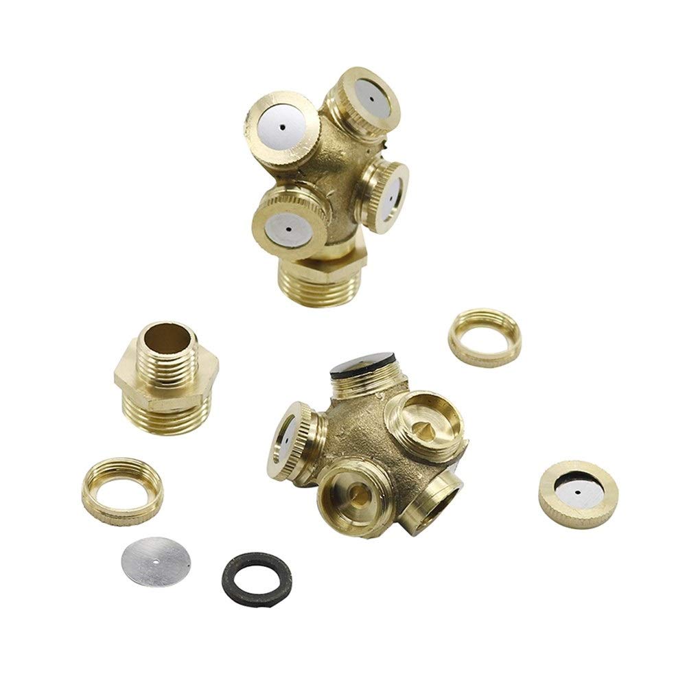 4 Hole Adjustable Brass Garden Sprinkler Nozzle - Black | Heavy Duty Misting Sprayer for Lawn Irrigation, Yard Watering & Plant Care | Perfect for Home Gardens, Flower Beds & Vegetable Patches