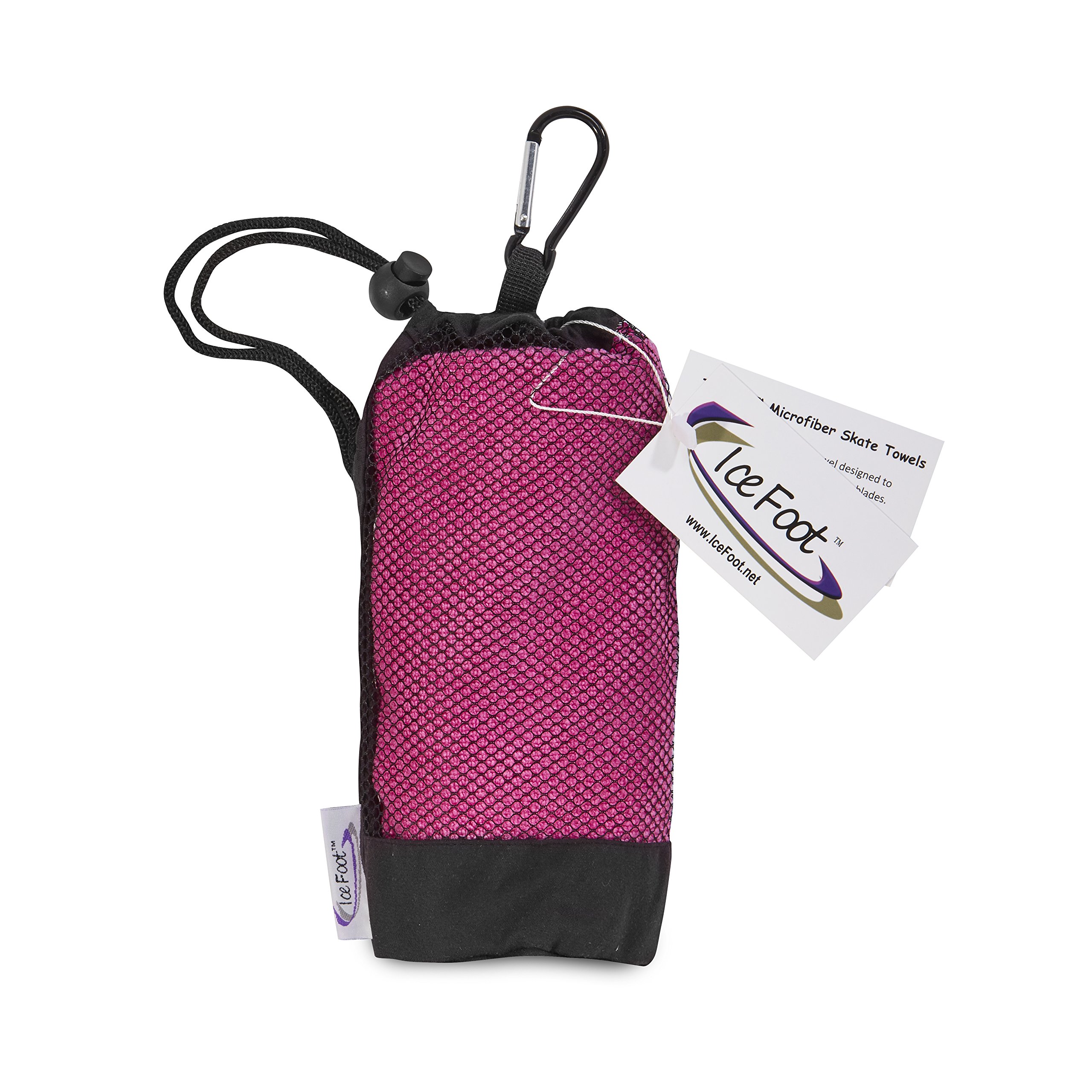 IceFootTM Microfiber Ice Skate Towel - Soft Absorbent Pink Towel for Figure Skating & Hockey - Perfect for Rinks, Competitions & Practice Sessions