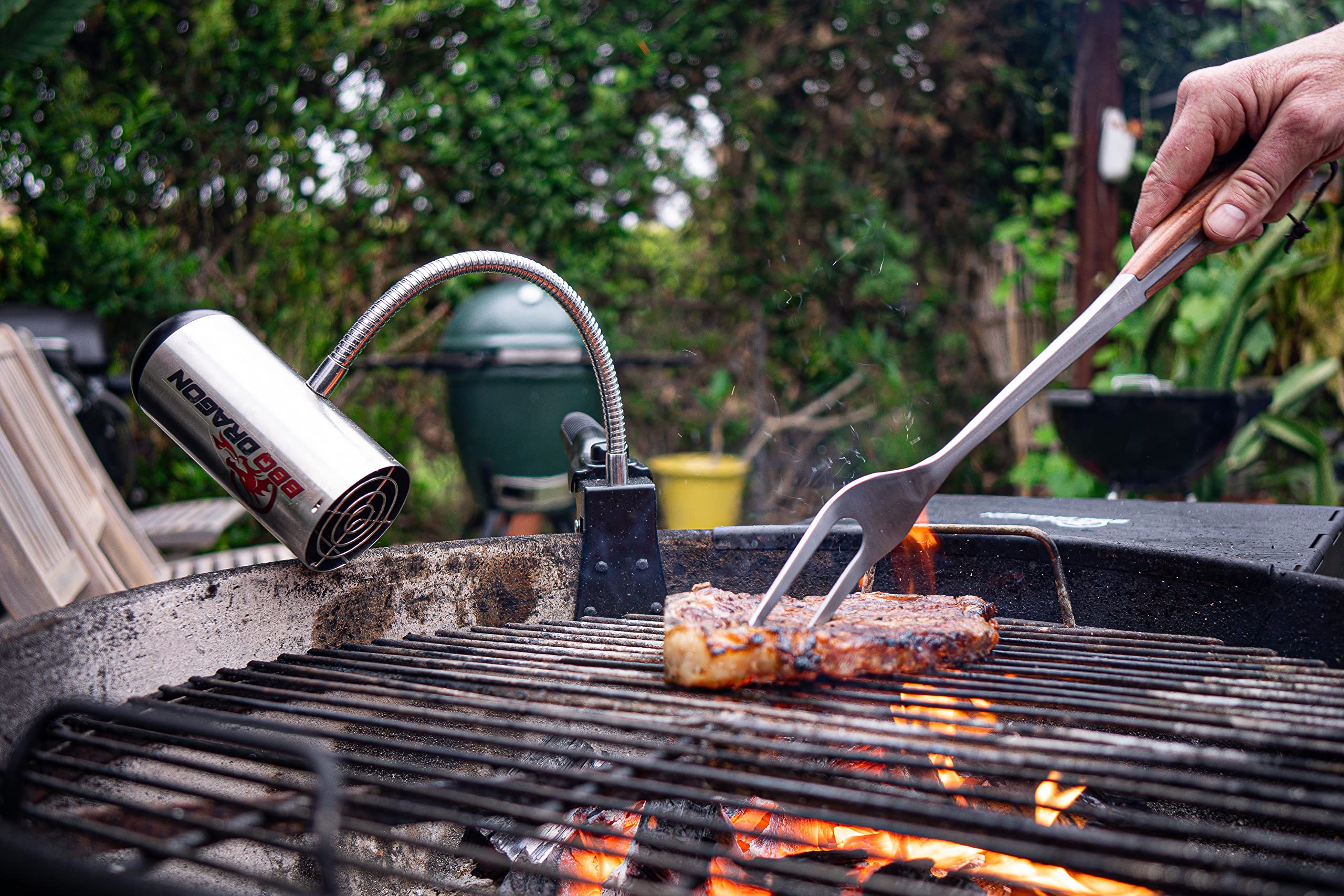 BBQ Dragon Cordless Charcoal Grill Fan - Heavy Duty Portable Fire Blower for Camping, Fireplace & Smokers - Adjustable Clamp Air Blower for Perfect Grilling & Smoking - Ideal for Backyard BBQs, Tailgating & Outdoor Cooking