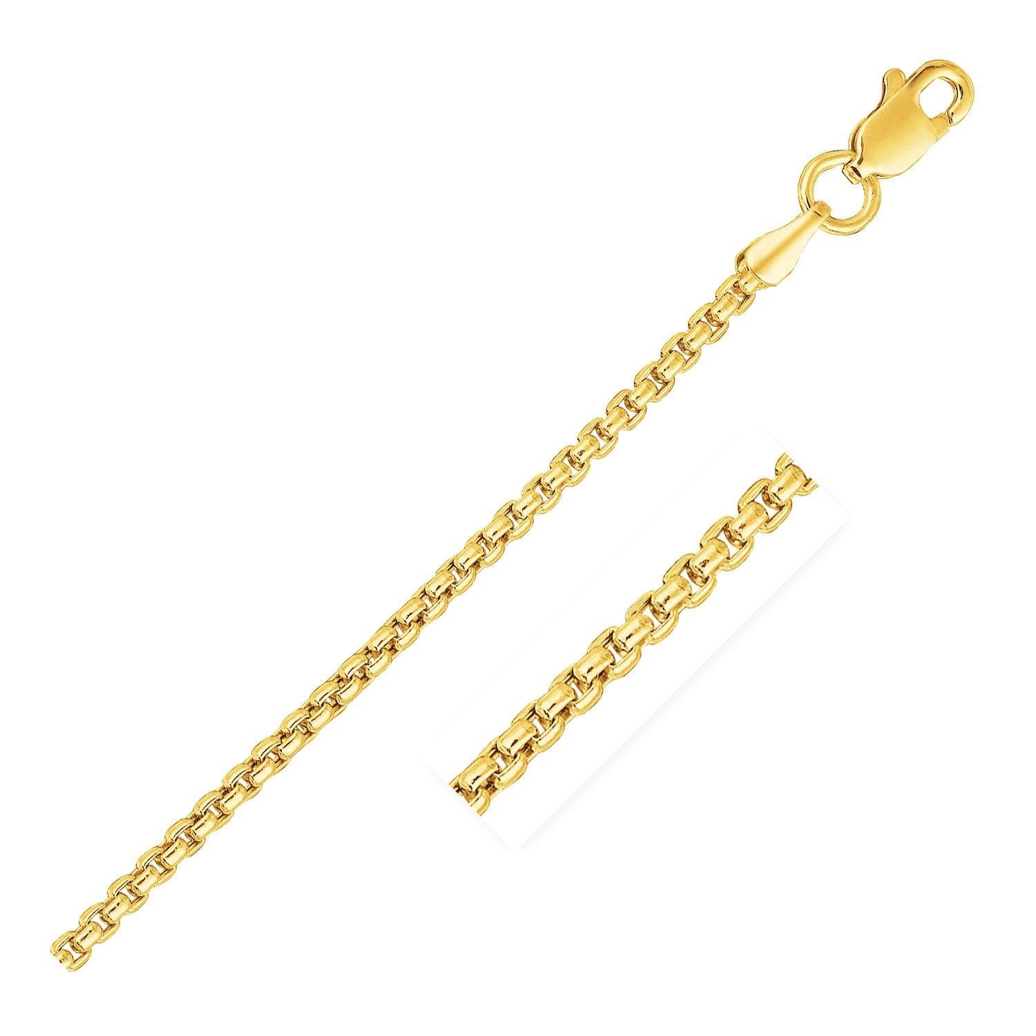 14K Yellow Gold Solid Round Box Chain Necklace 1.6mm - Durable & Elegant Jewelry for Women, Perfect for Layering, Gifts & Everyday Wear