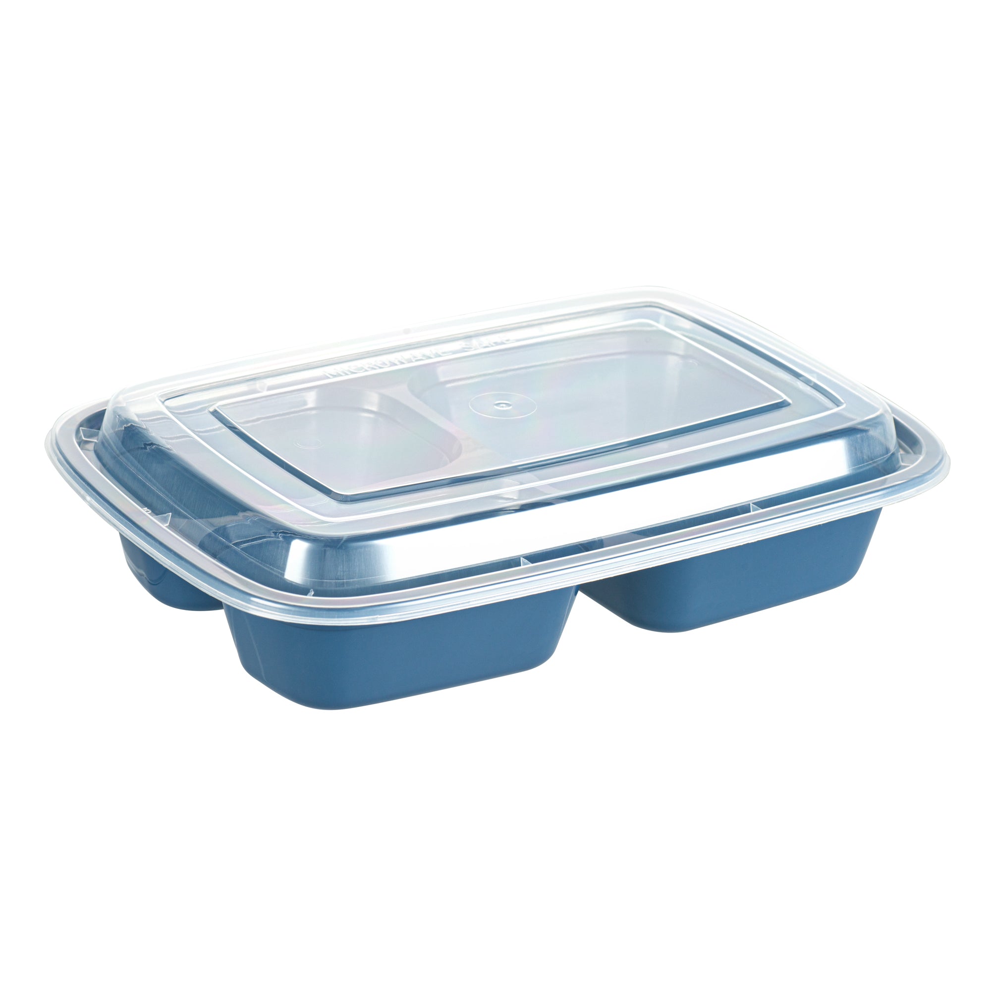 Asporto 26 oz 3-Compartment Plastic Food Storage Containers with Clear Lids - Microwave Safe, BPA Free (8.75