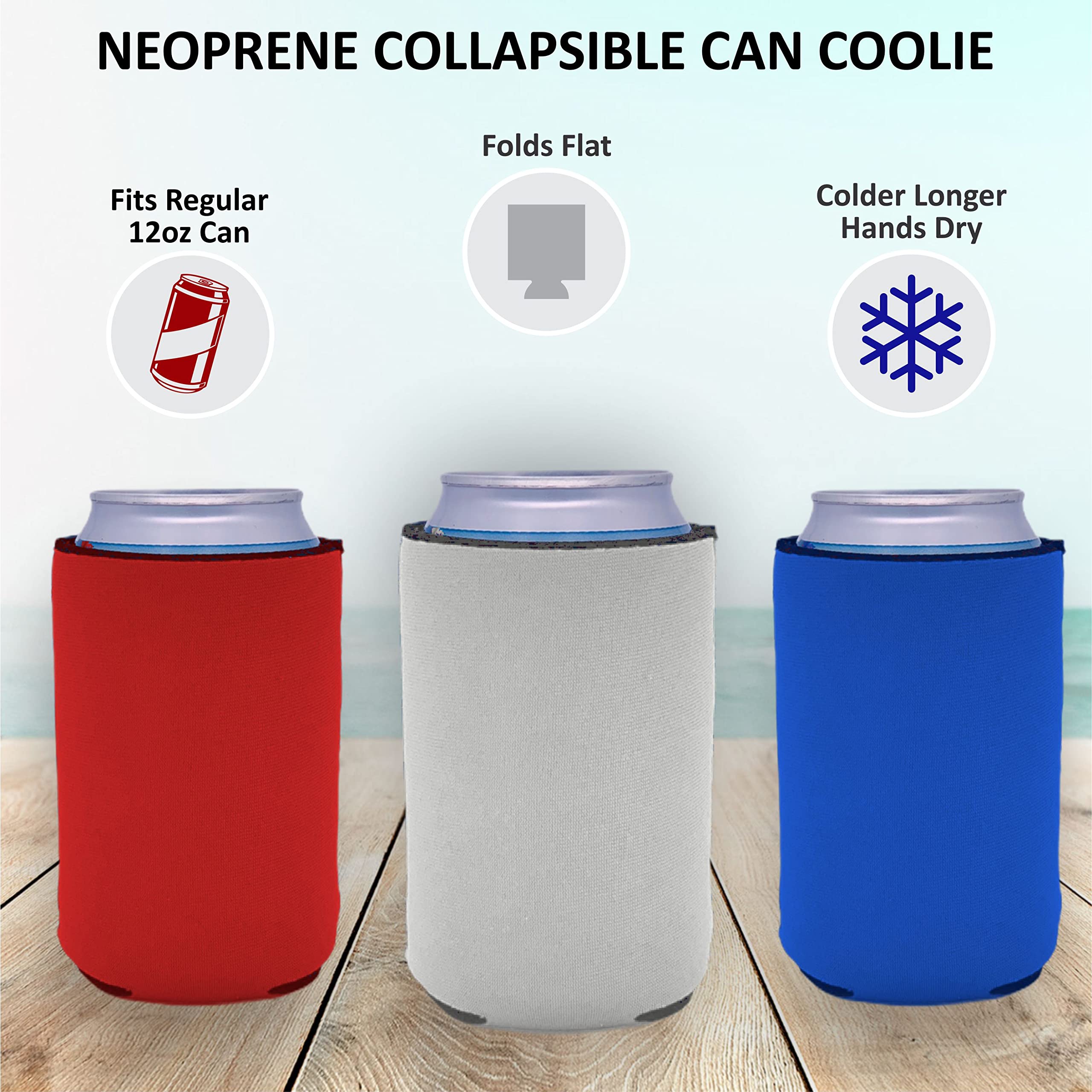 12 Pack Red Neoprene Collapsible Can Coolers - Insulated Beer Sleeves for Camping, BBQs & Outdoor Parties