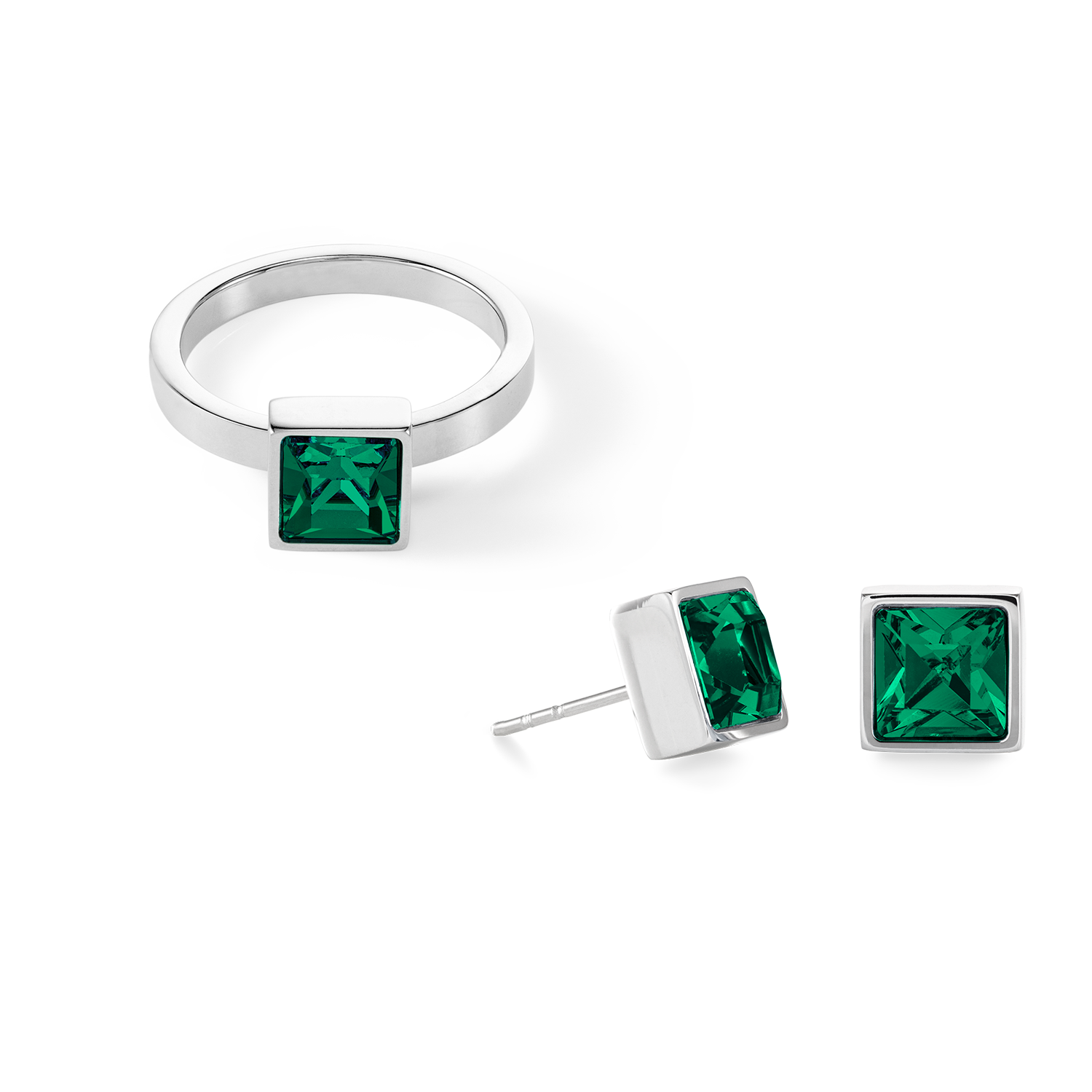 Elegant Square Big Ring in Sterling Silver with Dark Green Gemstone - Perfect for Parties, Weddings & Special Occasions