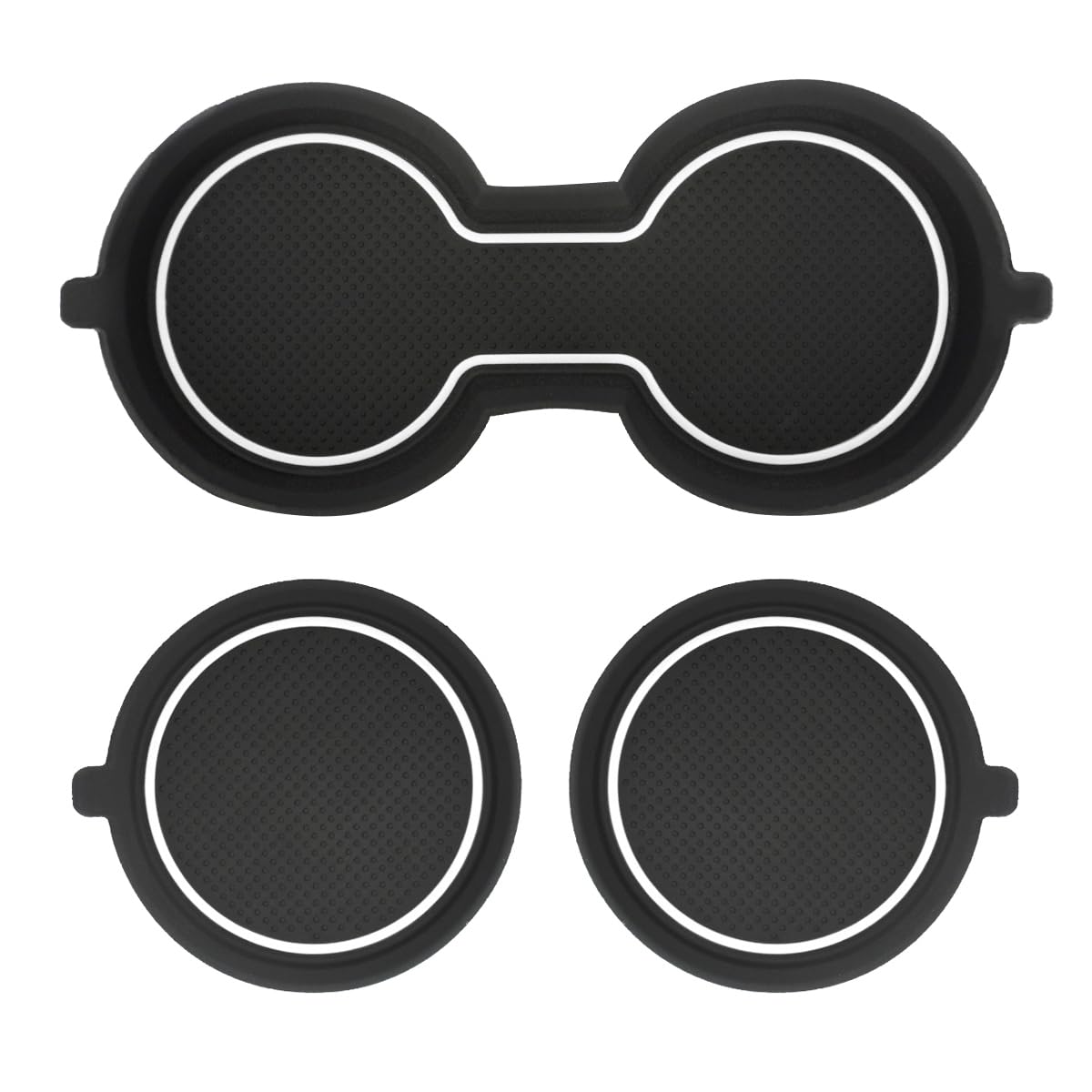 Custom Fit Tesla Model 3/Y 3D Silicone Cup Holder Coasters (2017-2023) - Non-Slip Interior Accessories for Car, Office & Home Use - White Set of 3