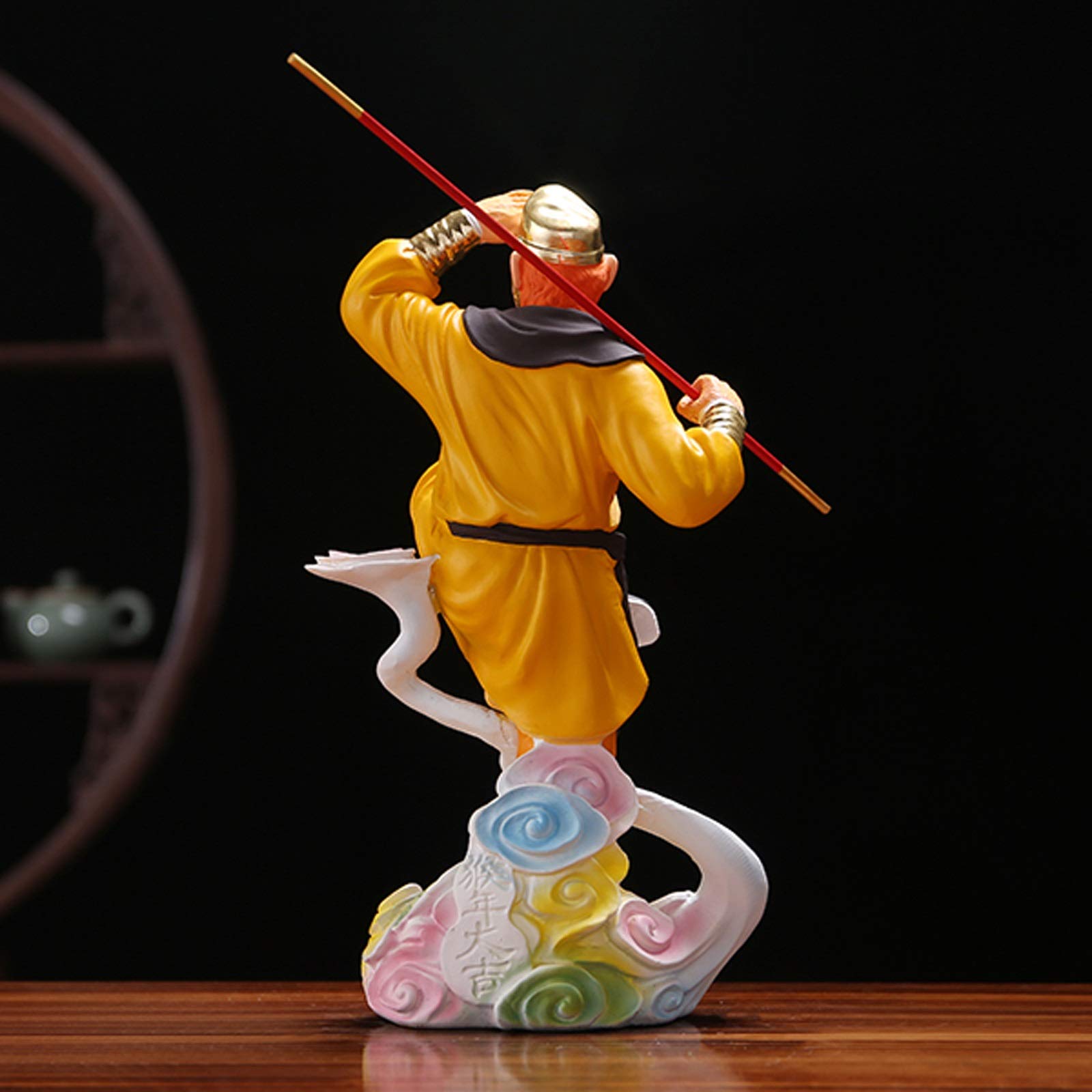 Exquisite 11.8-inch Resin Buddha Statue - Classic Chinese Monkey King Sculpture for Home Decor, Feng Shui Gift & Desktop Decoration | Perfect for Living Room, Meditation Space & Office Zen Decor