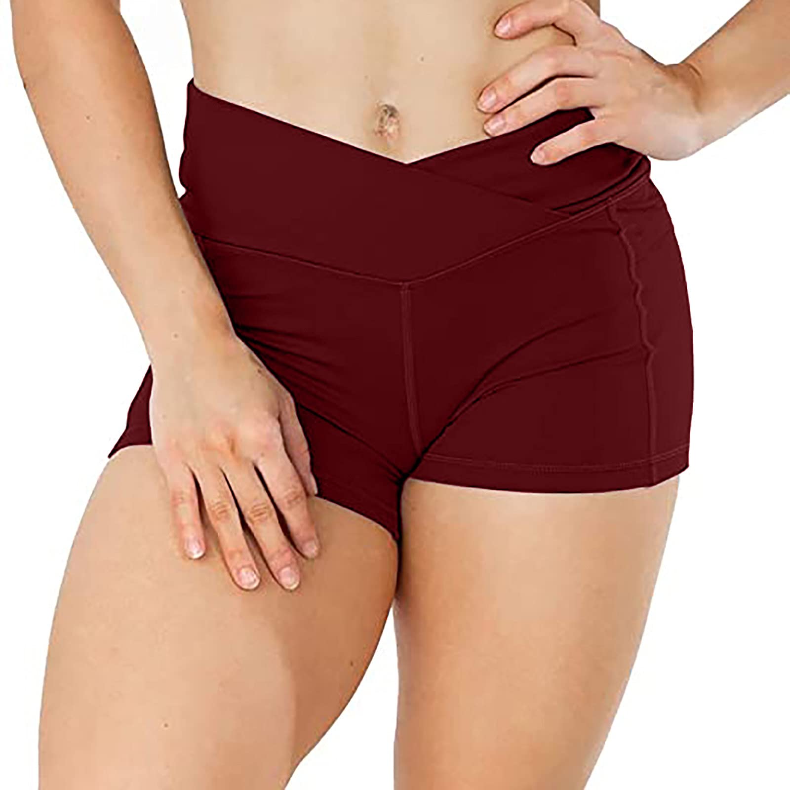 ZILANYGREQ Women's Solid Gym Shorts - High Waist Compression Workout Leggings for Yoga, Running & Fitness | Breathable Summer Activewear for Women