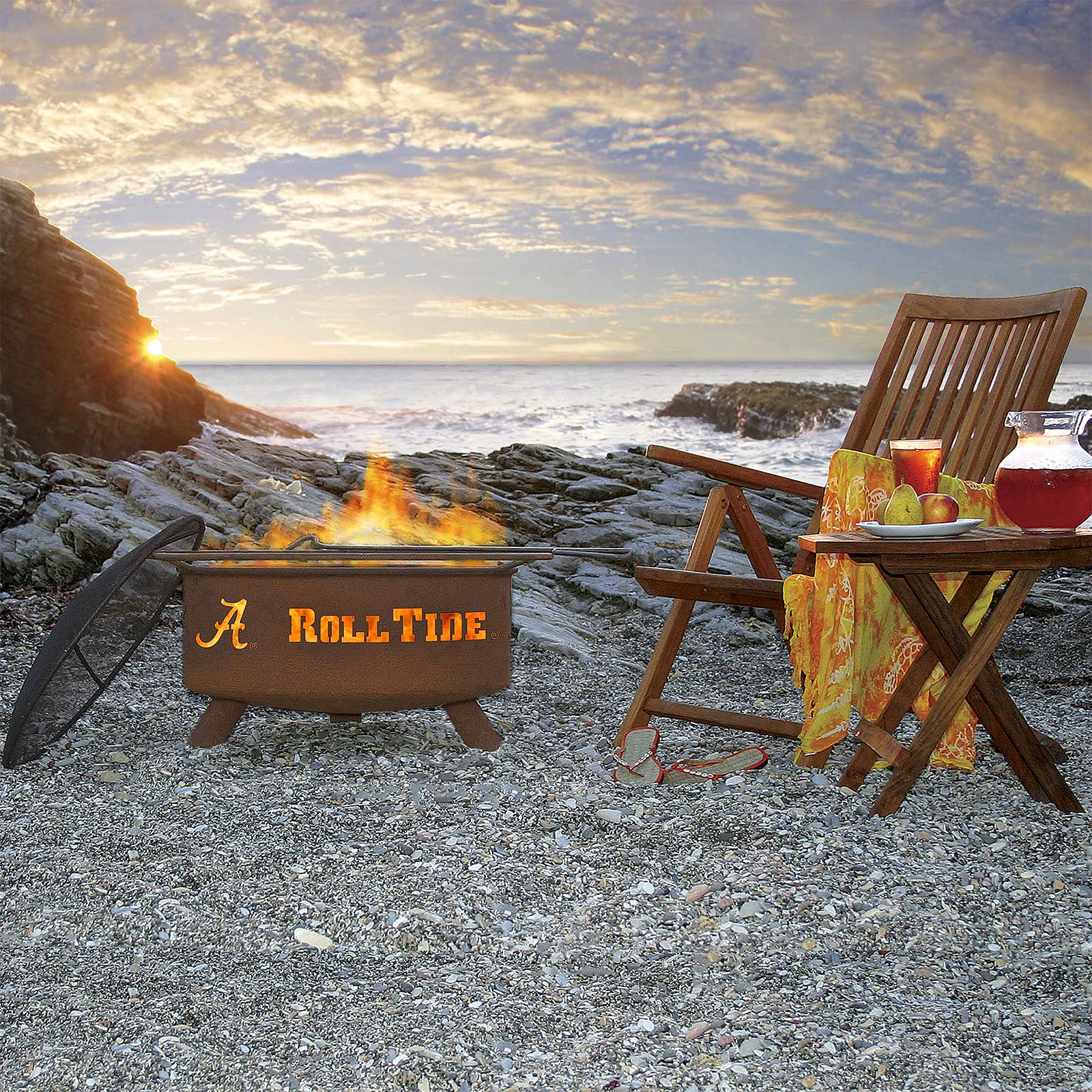 Patina Products F410 Alabama Steel Outdoor Fire Pit - 24 x 24 x 11 Inch Rustic Fire Bowl - Natural Rust Patina Finish for Backyard, Patio, and Camping Gatherings