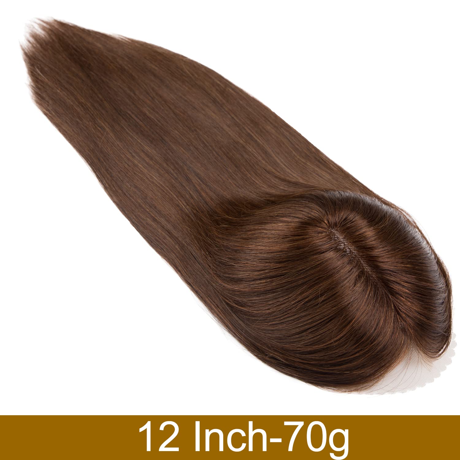 JIAJIA Teresa Lace Front Human Hair Topper for Women - 130% Density Mono Base Clip-in Hairpiece, Hand-Tied Volumizing Hair Topper for Thinning Hair (12 Inch, Color 4#) | Perfect for Daily Wear, Special Occasions & Hair Loss Solutions