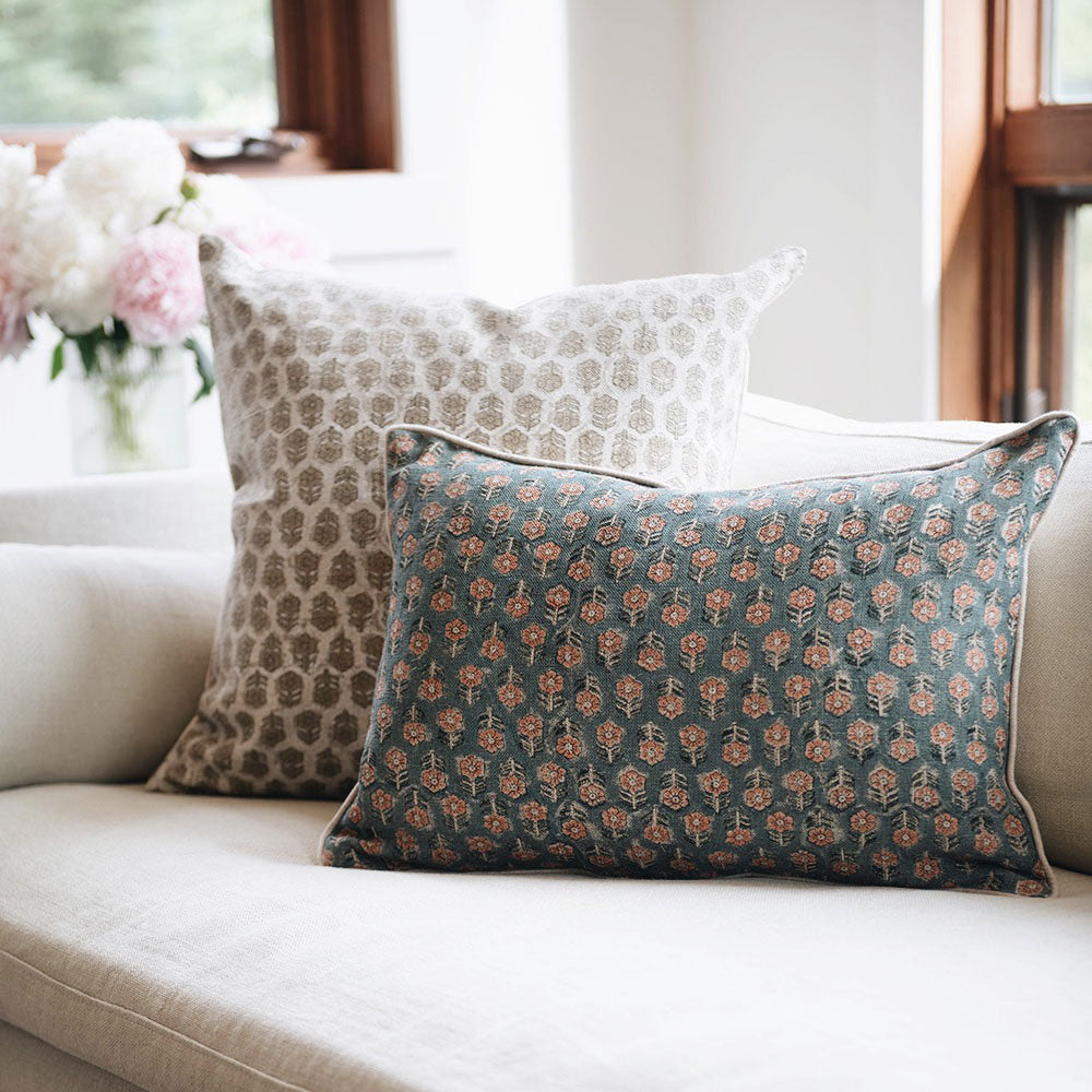 Handmade Linen Block Printed Pillow Cover No. 0270 - Bohemian Home Decor for Living Room, Bedroom & Sofa