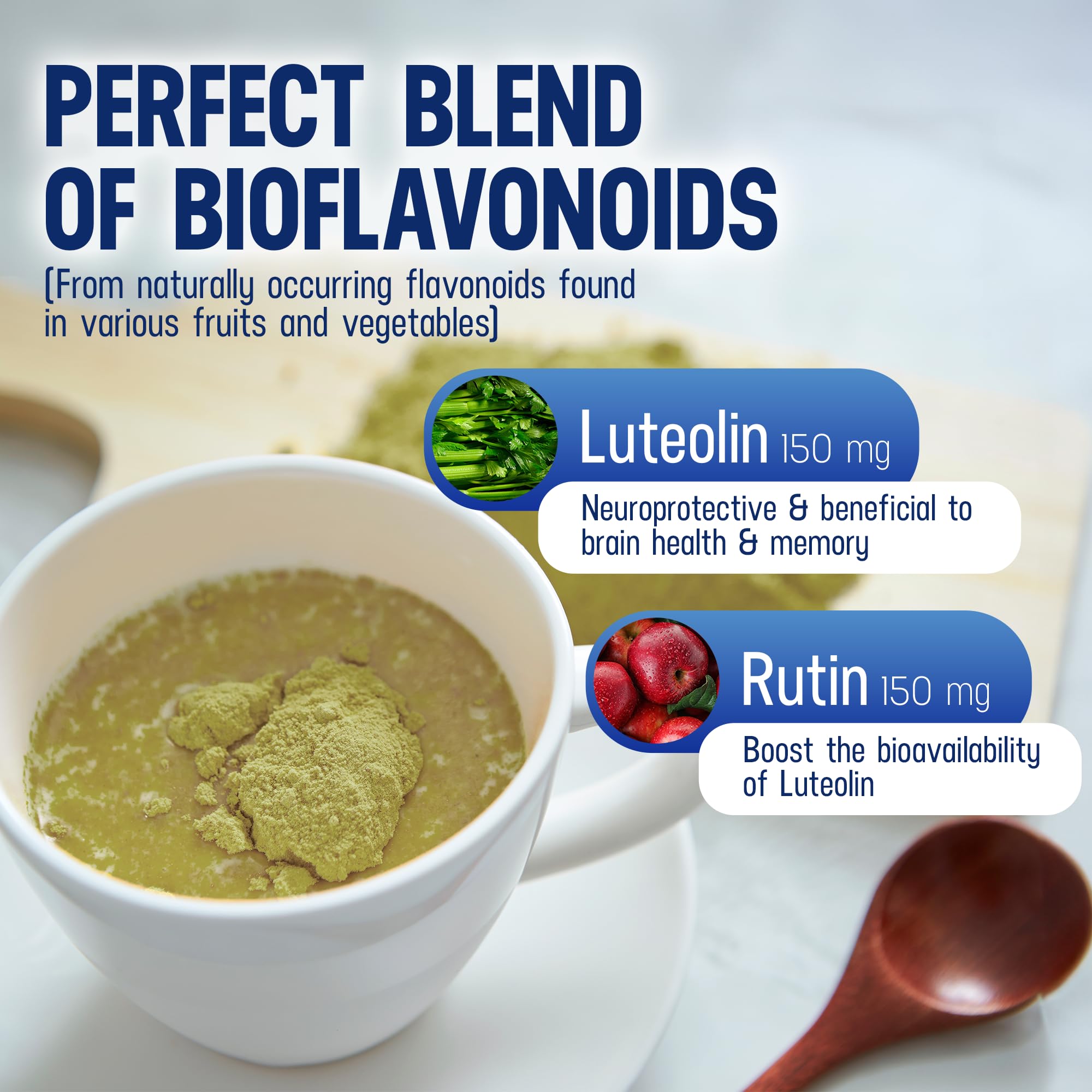 Lutimax Kids Brain Supplement Powder with Luteolin & Rutin - Supports Memory, Focus, Muscle & Immune Health - Nootropic Antioxidant Formula - 200 Servings - Ideal for School, Study & Daily Cognitive Performance