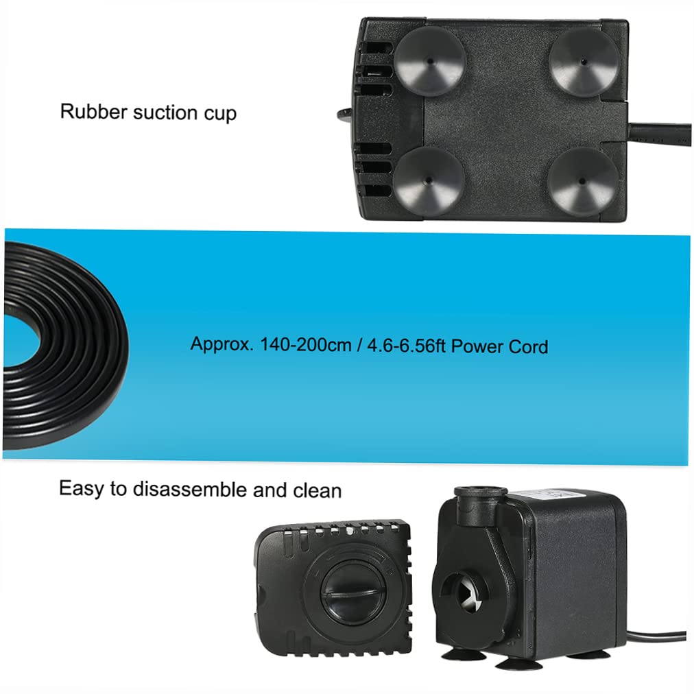 600L/H 8W Ultra Quiet Submersible Water Pump with 2 Nozzles, AC220-240V Mini Water Pump for Aquarium, Tabletop Fountains, Pond Water Gardens & Hydroponic Systems - Perfect for Indoor/Outdoor Water Features & Plant Cultivation