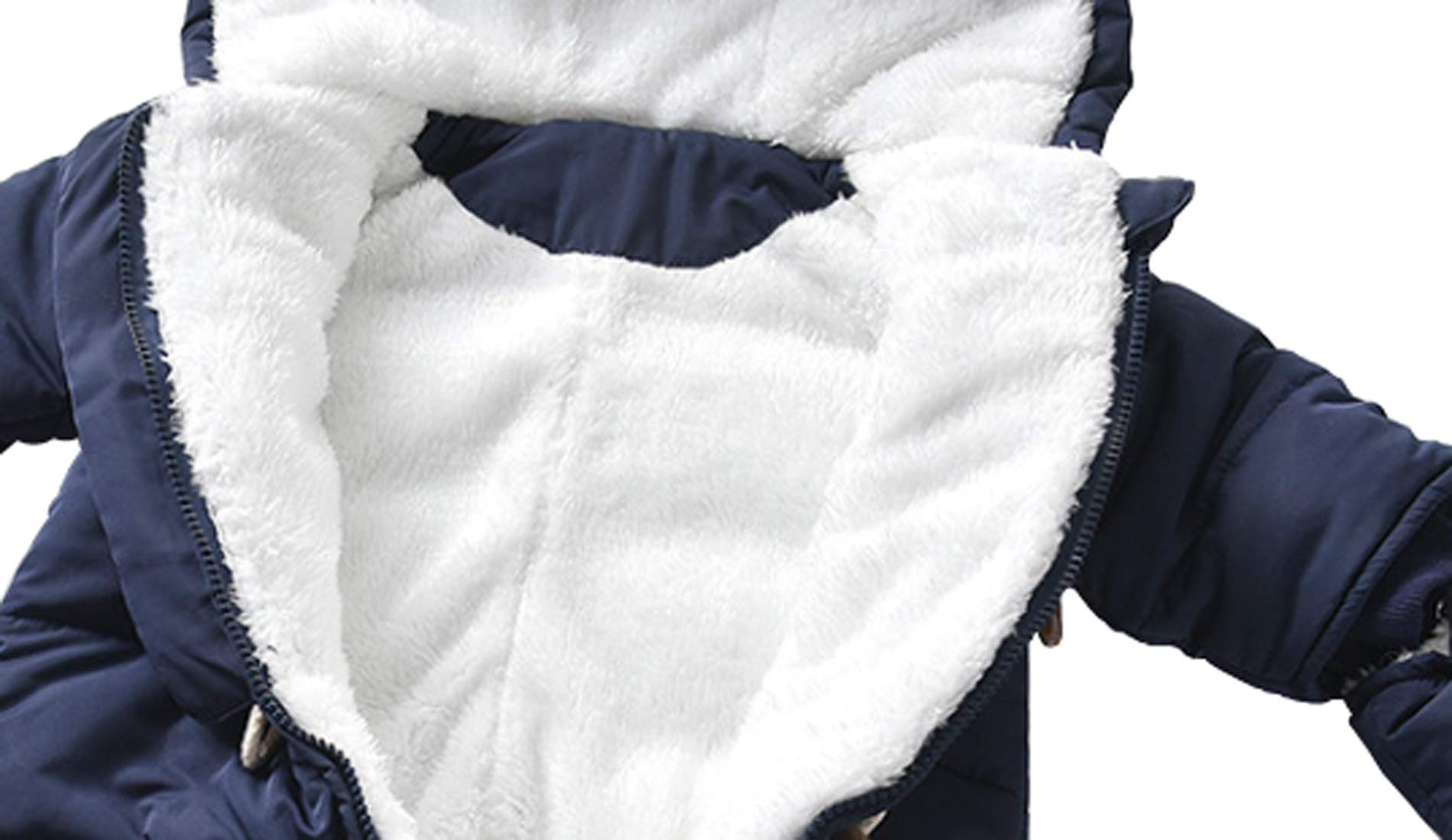 DINGDONG'S CLOSET Baby Winter Hooded Puffer Jacket Snowsuit with Gloves - Warm Cozy Outerwear for Boys & Girls - Perfect for Snow Play, Outdoor Activities & Cold Weather Protection