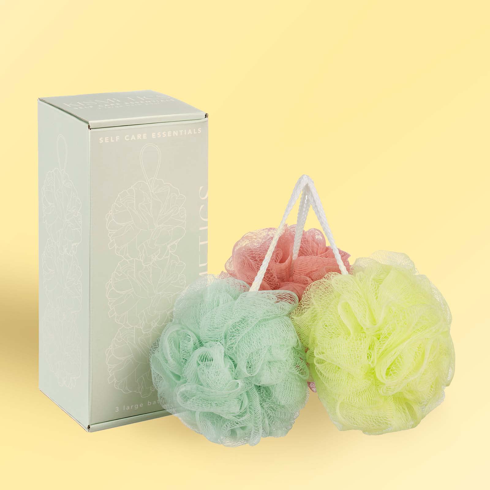 KISMETICS Large Shower Sponge - 3 Pack Soft Exfoliating Bath Pouf for Men & Women, 40g Mesh Loofah Ball Creates Rich Lather for Body Wash & Skin Care | Perfect for Daily Shower, Spa Day & Self Care Routine
