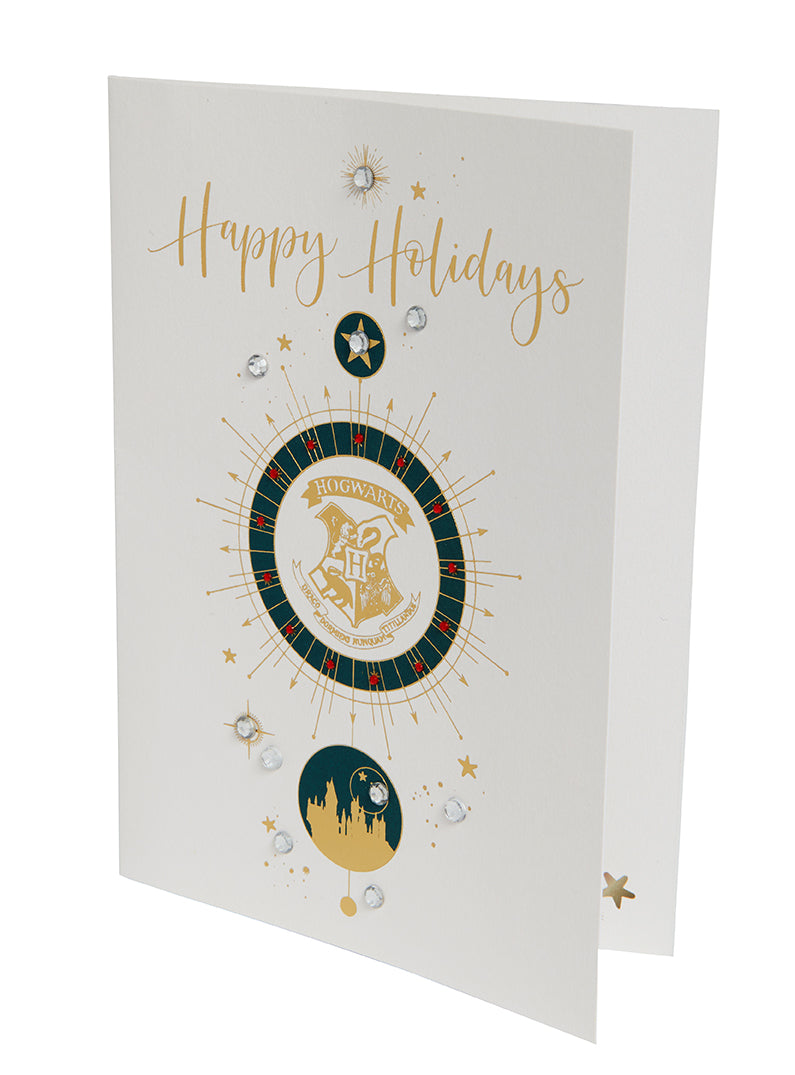 Harry Potter Hogwarts Crest Holiday Embellished Greeting Card - Perfect for Christmas, Birthday & Special Occasion Wishes