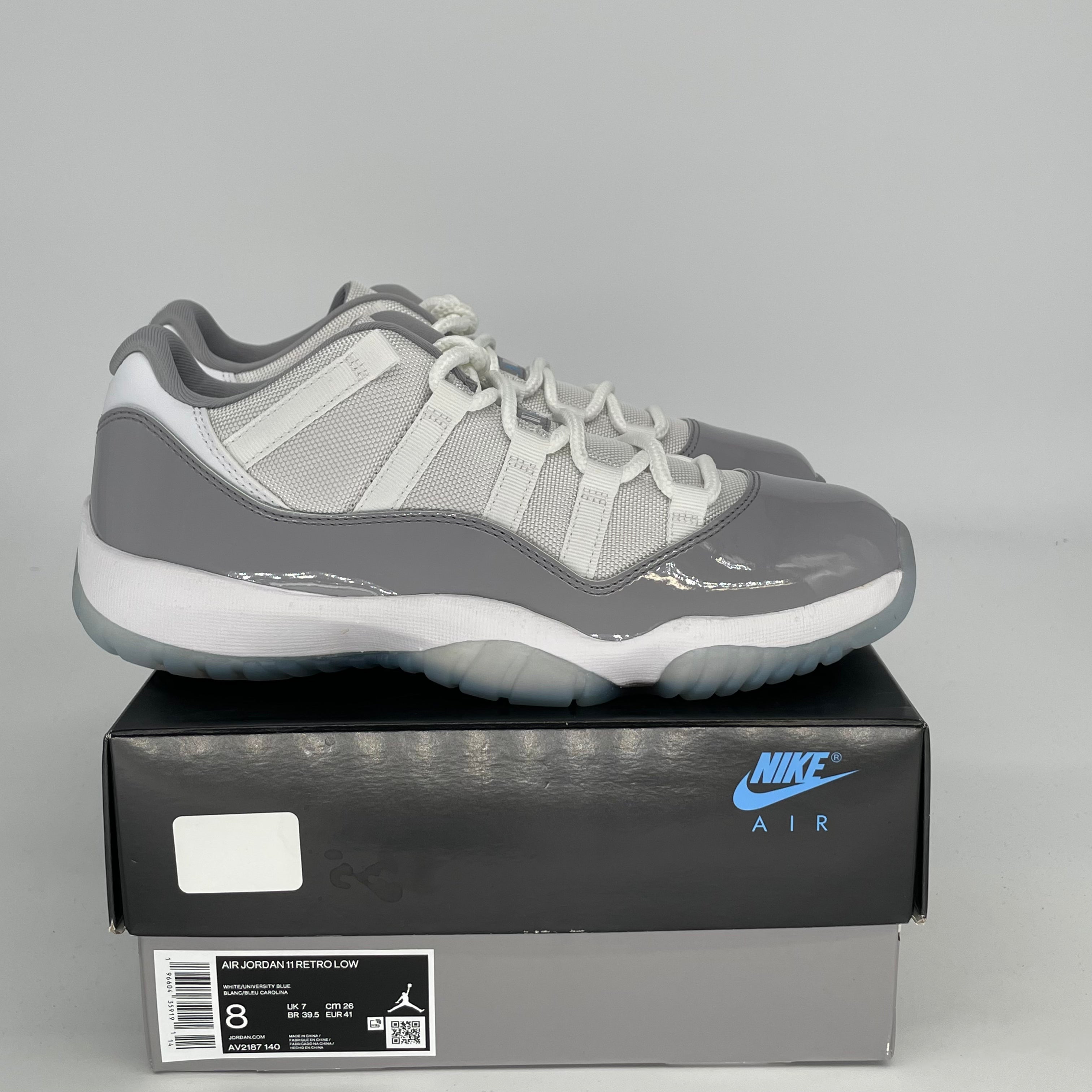 AIR JORDAN 11 LOW CEMENT GREY Basketball Shoes - Men's Size 8 / Women's Size 9.5W (Style: AV2187-140) - Perfect for Casual Wear, Gym Training & Street Fashion
