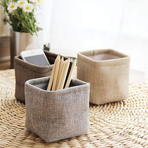Meichoon Fabric Pencil Holder - Desk Organizer & Storage for Students & Office Supplies - Stationery Desk Tidy Accessories (NC06 Coffee Design) - Perfect for School, Home & Office Workspace Organization