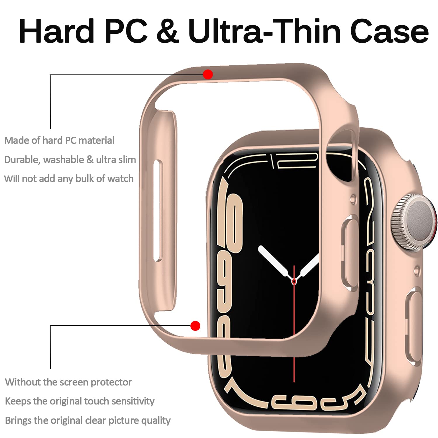 Premium Stainless Steel Band with Hard PC Case for Apple Watch Series 9/8/7 41mm - Slim Metal Replacement Strap Compatible with Apple Watch 41mm (Unisex) | Durable & Stylish for Gym, Office, Running, Travel & Daily Wear | Perfect Gift for Apple Watch Users | Ideal for Fitness Tracking, Business Meetings, Outdoor Activities & Everyday Fashion