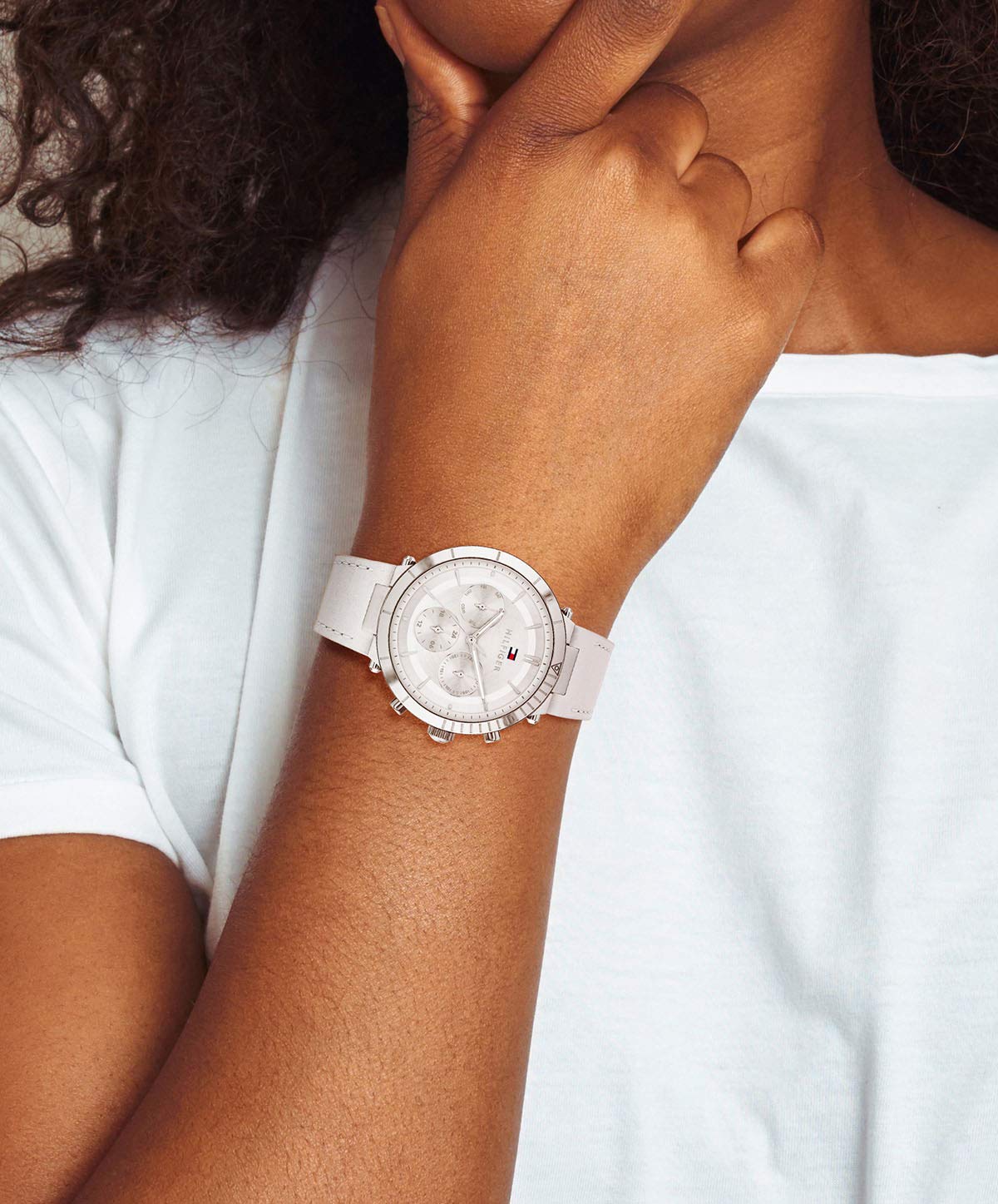 Tommy Hilfiger Women's Quartz Multifunction Stainless Steel & Leather Strap Casual Watch - White (Model 1782352) | Perfect for Office, Daily Wear & Fashion Accessories