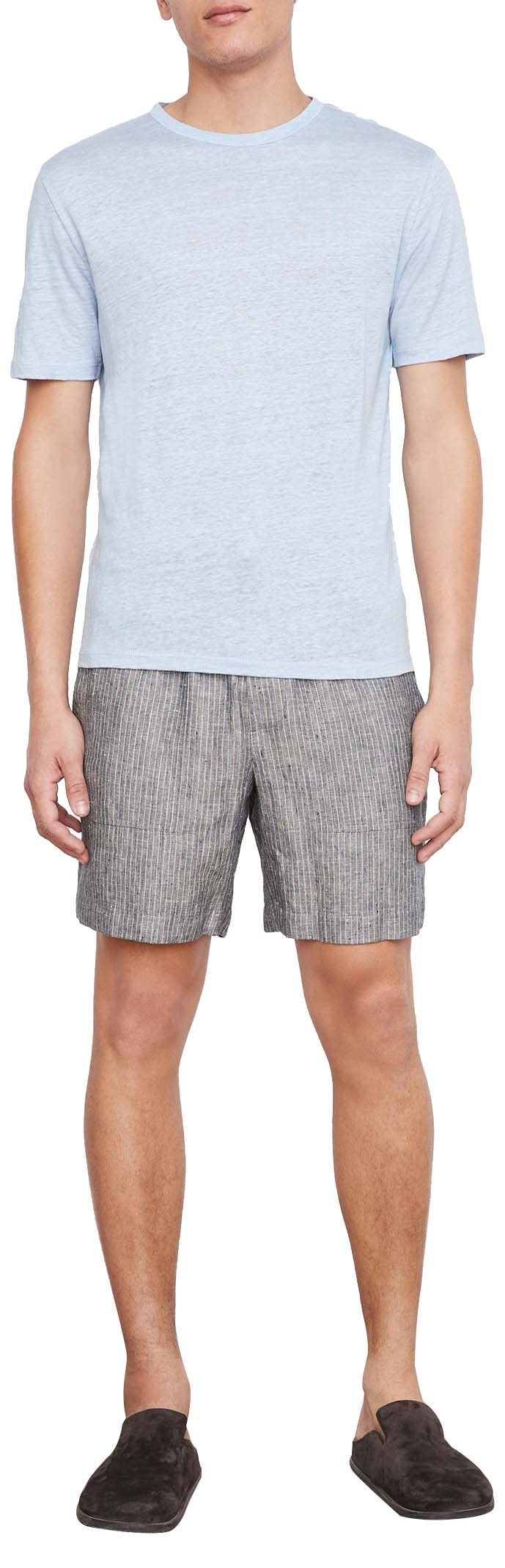 Vince Men's Linen Short Sleeve Crew Neck T-Shirt - Breathable Summer Casual Shirt for Beach, Travel & Everyday Wear