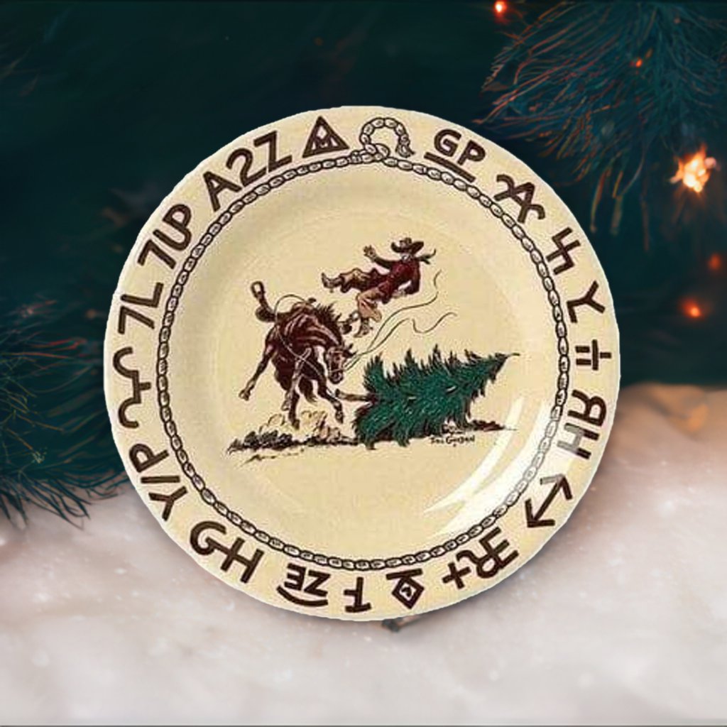 Branded Cowboy Christmas Western Dessert Plate - Holiday Party Tableware for Western Themed Events & Cowboy Christmas Decorations