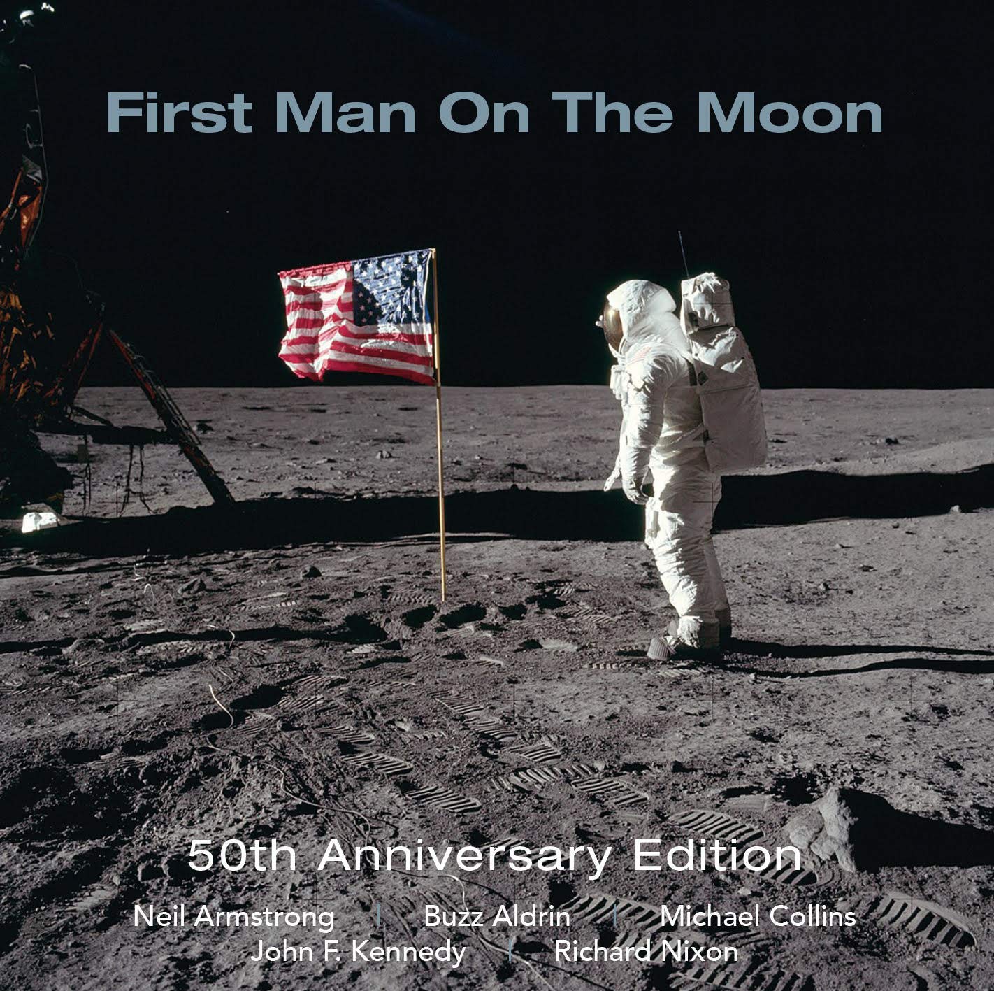 First Man on the Moon - Vintage Space Exploration Poster - NASA Apollo 11 Wall Art - Perfect for Home Office Decor & Space Enthusiast Gifts