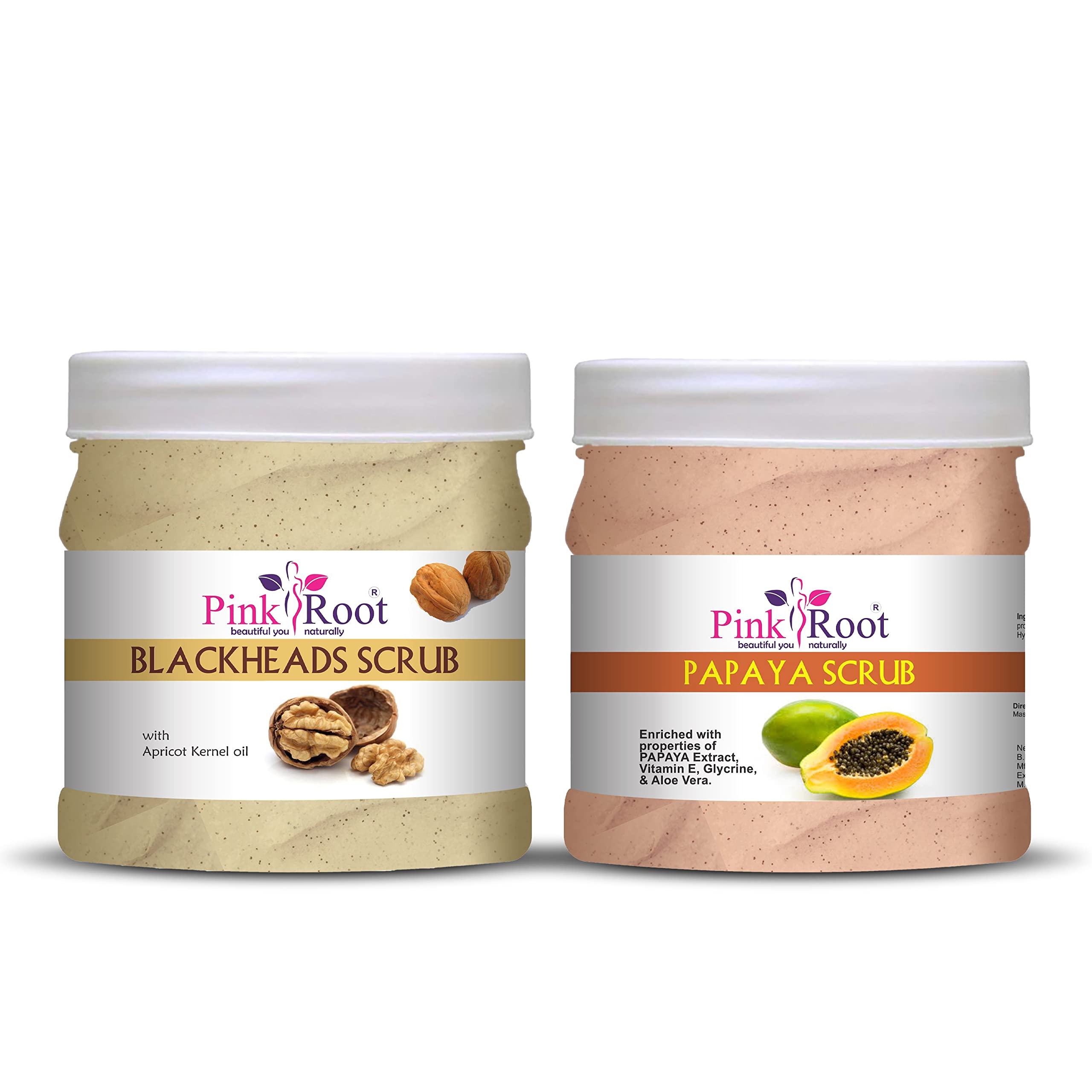 Pink Root Blackhead Scrub & Papaya Exfoliator 500ml - Deep Cleansing Face Scrub for Acne, Blackheads & Oily Skin - Perfect for Daily Skincare Routine & Spa Treatment