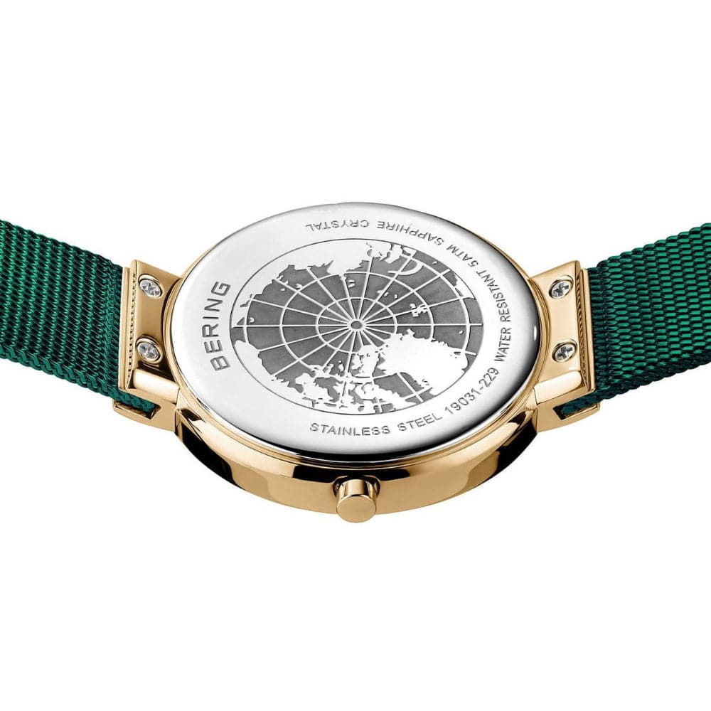 BERING 19031 828 Classic Multicolor Dial Sapphire Green Milanese Bracelet Women's Watch - Elegant & Stylish Timepiece for Everyday Wear, Office & Special Occasions