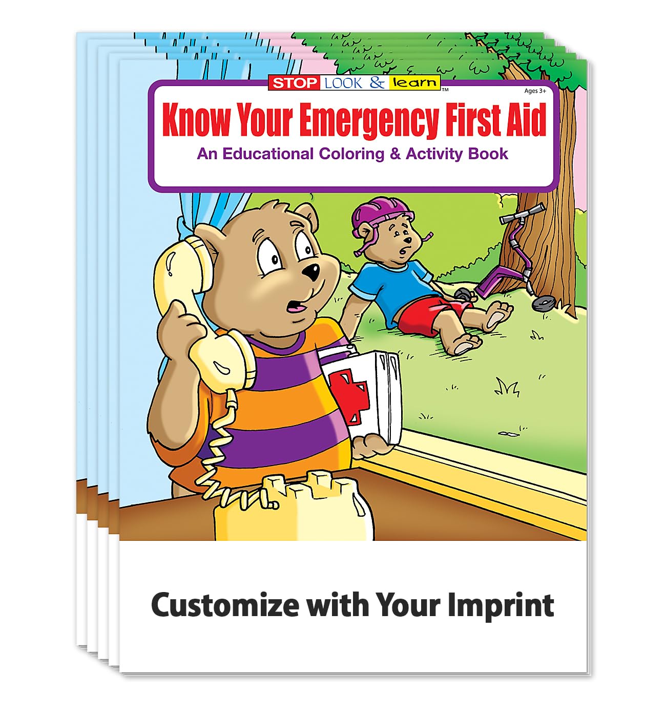 ZOCO Kids First Aid Coloring Books - 250 Pack Bulk Educational Activity Books for Children - 911 Emergency & Safety Learning - No Crayons Included - Perfect for Schools, Hospitals, Daycares & Home Learning Fun