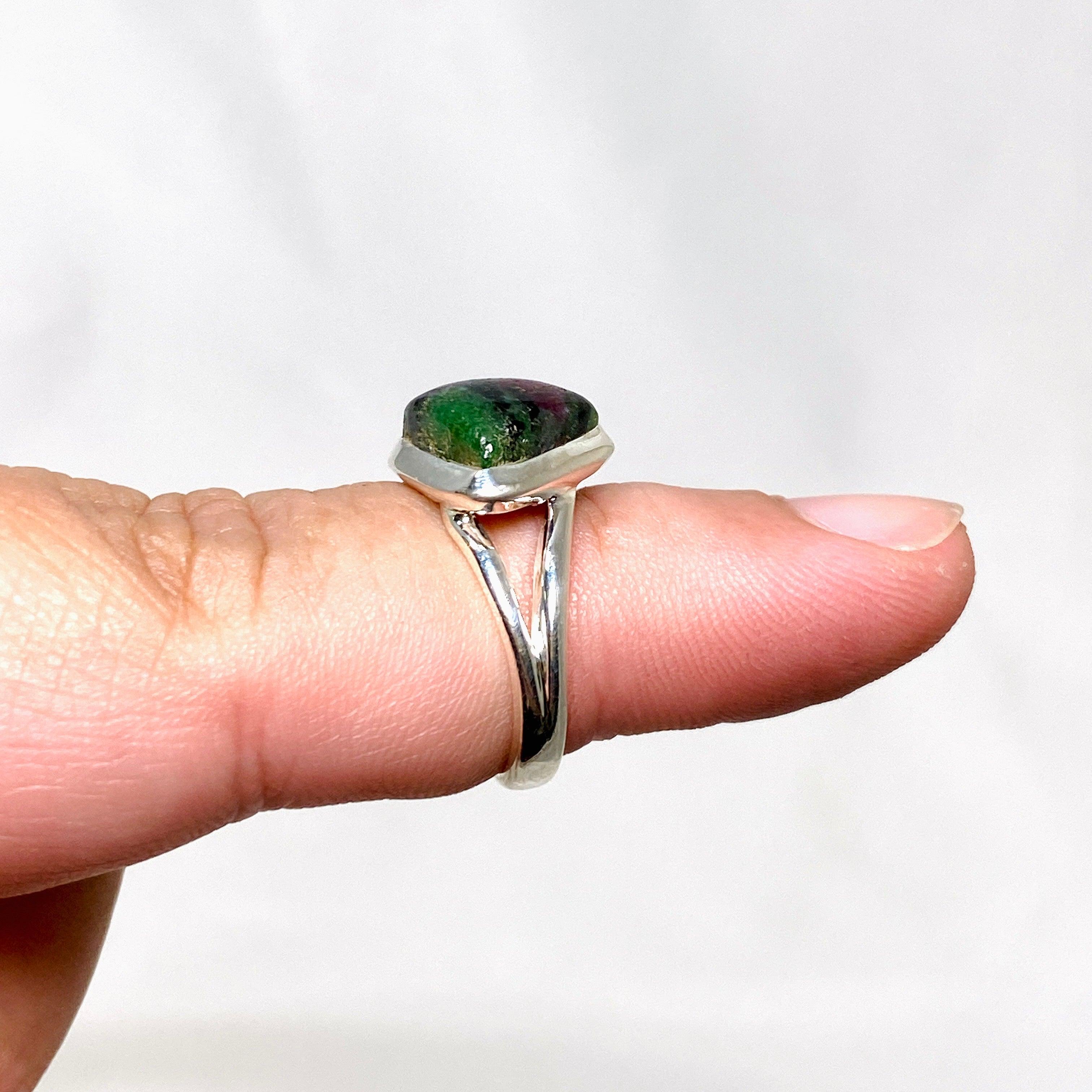 Natural Ruby in Zoisite Triangle Split Band Ring - Size 6 KRGJ3254 | Elegant Jewelry for Women, Perfect for Weddings, Parties & Special Occasions