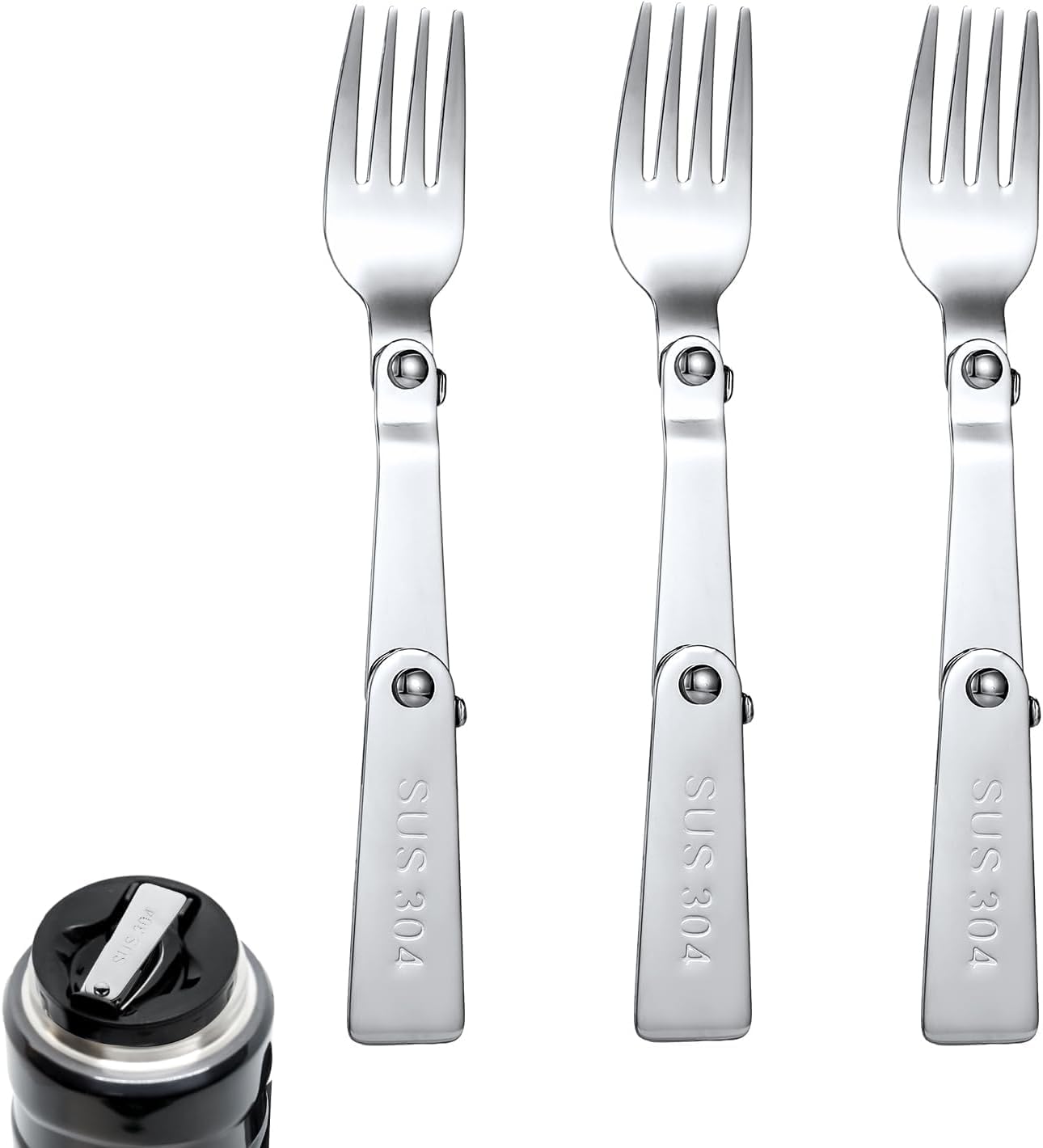 3-Piece Silver Replacement Forks for 16 Oz Food Jars - Durable Foldable Metal Utensils, Dishwasher Safe, Perfect for Picnics, School Lunches, Travel & Outdoor Activities with Insulated Food Containers