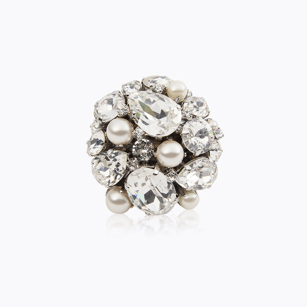 Katia Pearl & Crystal Ring - Elegant Women's Jewelry for Wedding, Party & Special Occasions