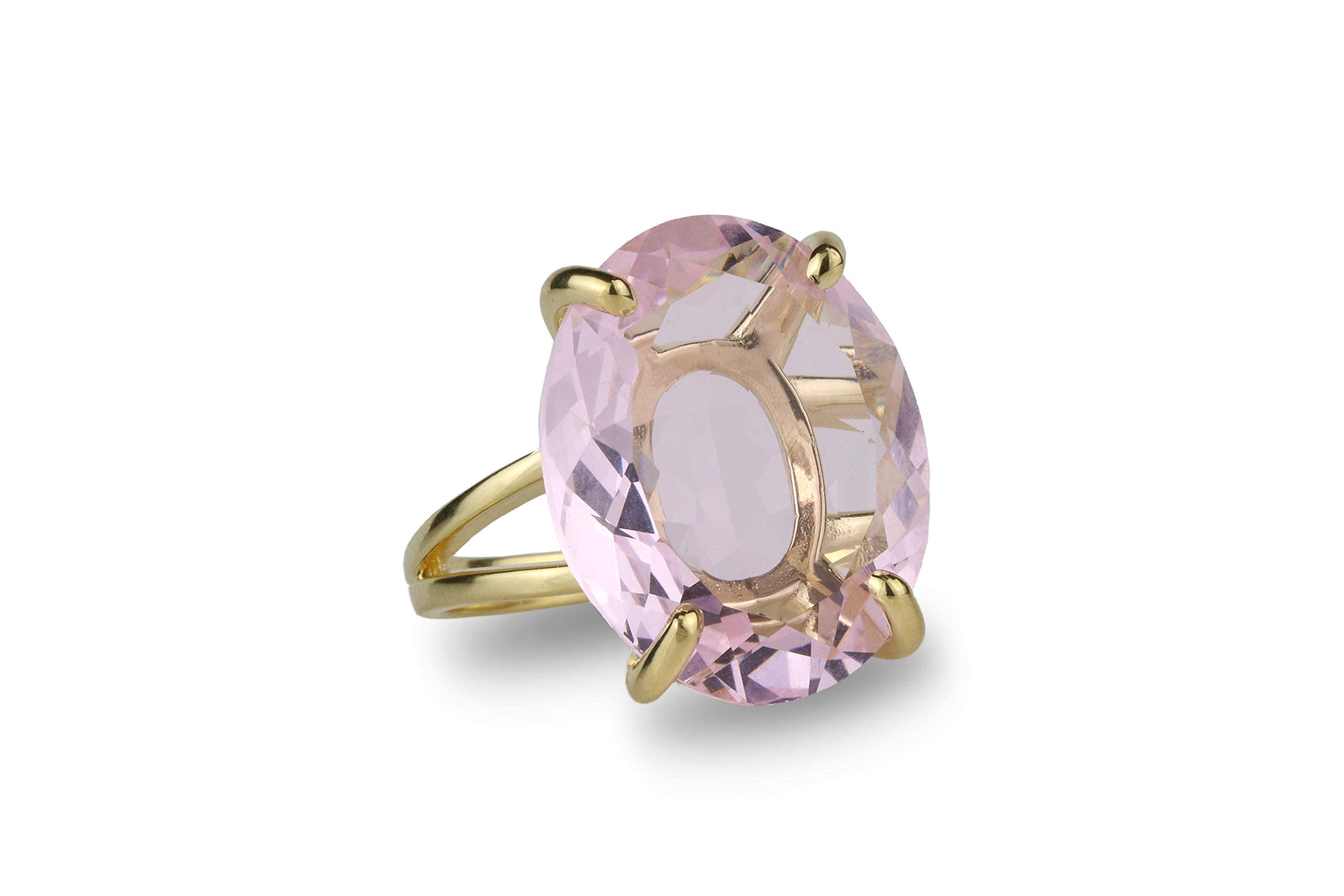 16x20mm Rose Quartz Gemstone Ring for Women - 14k Rose Gold Oval Ring - Handmade Elegant Jewelry for Occasions, Gifts & Everyday Wear | Perfect for Valentine's Day, Anniversary & Date Night
